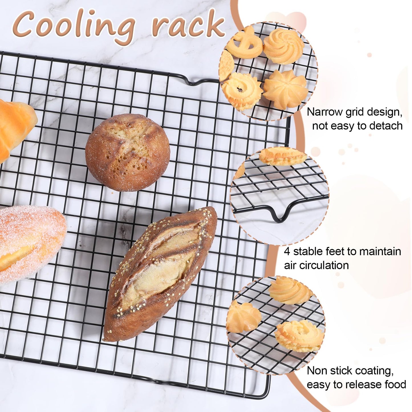 6 Packs Cooling Racks 16"x10" Baking Rack for Cooking and Baking Oven Wire Rack Cooling Drying Roasting Rack Heavy Duty Baking Rack for Roasting Cooking Grilling Drying