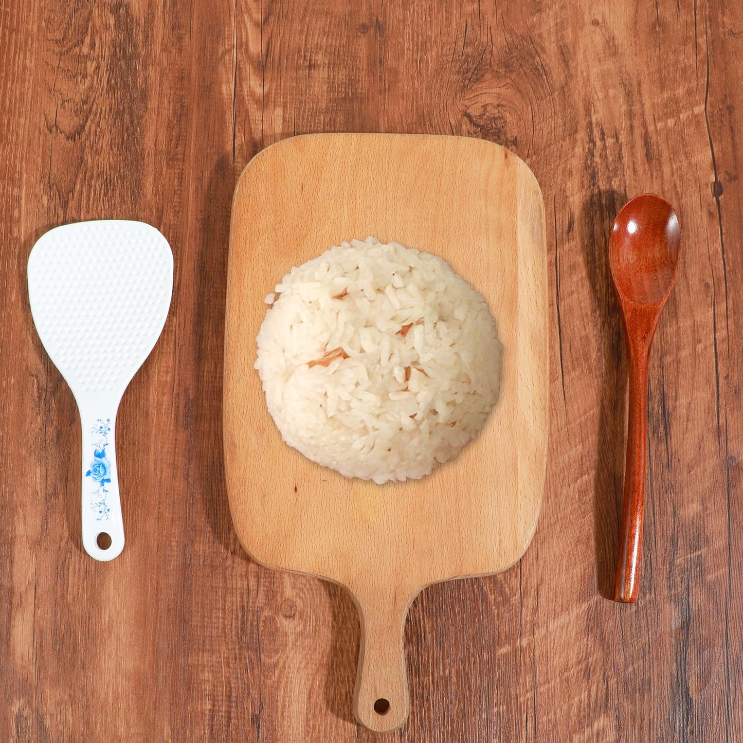 Mabor 2-Pack Rice Spoon Set - White Non-Stick Rice Paddle, 19cm PP Kitchen Utensil with Hanging Hole