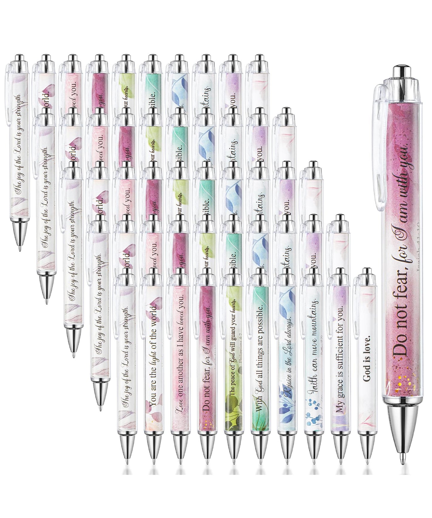 Mr. Pen- Christian Pen Set, 50 Pack, Floral, Black Ink, Bible Verse Pens Bulk, for Women Men