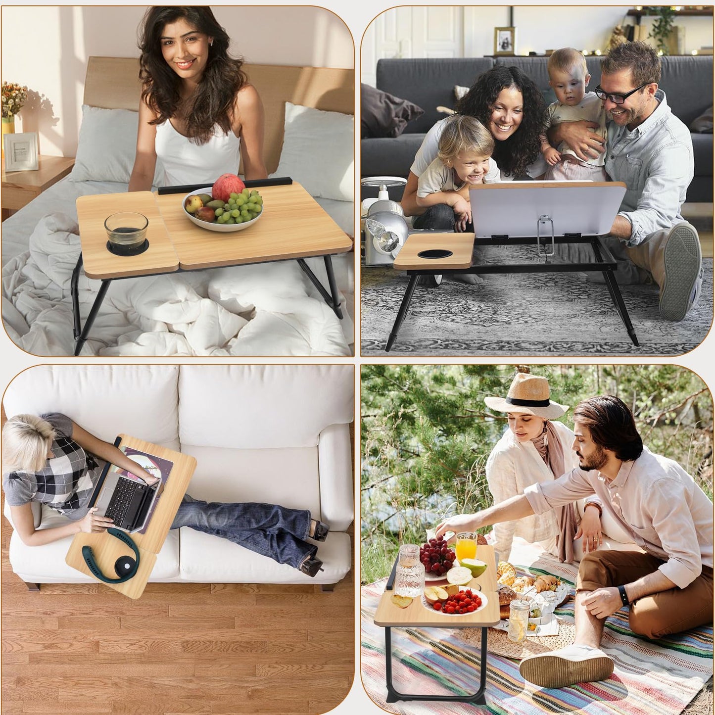 Adjustable Laptop Desk for Bed,Bed Table for Laptops,Laptop Stand for Beds,Lap Desk Foldable Bed Desk for Laptops and Writing,Portable Beds Tray Table with Cup Holder