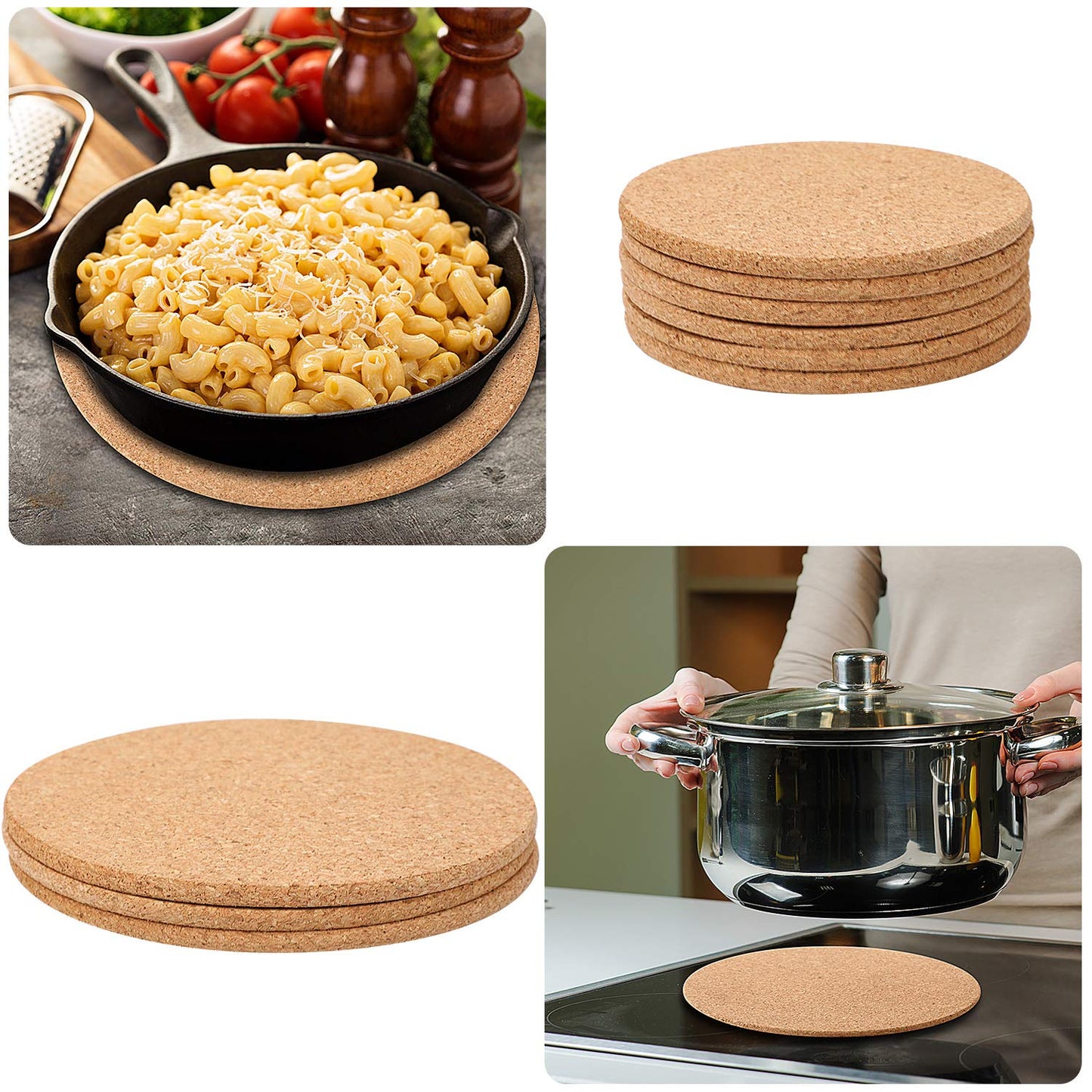 Patelai 24 Pcs Cork Coasters - Thick Round Blank Cork Base Mat for Wine Glasses, Home Bar, Kitchen, Restaurant, Cafe, Wedding Party, 1/4" Thickness, 4 Sizes