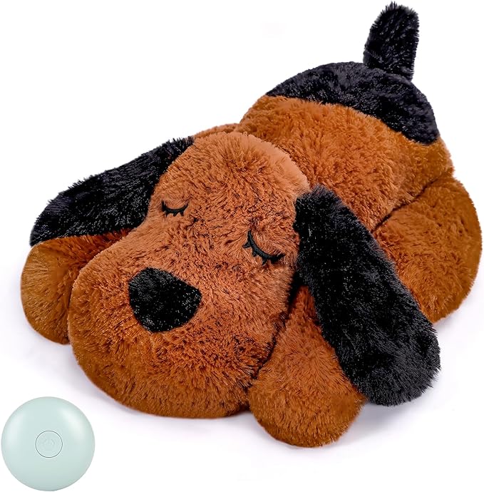 WEOK Puppy Heartbeat Toy for Separation Anxiety Relief, Heartbeat Stuffed Animal Anxiety Calming Behavioral Aid Plush Toy for Dogs Cats Pets