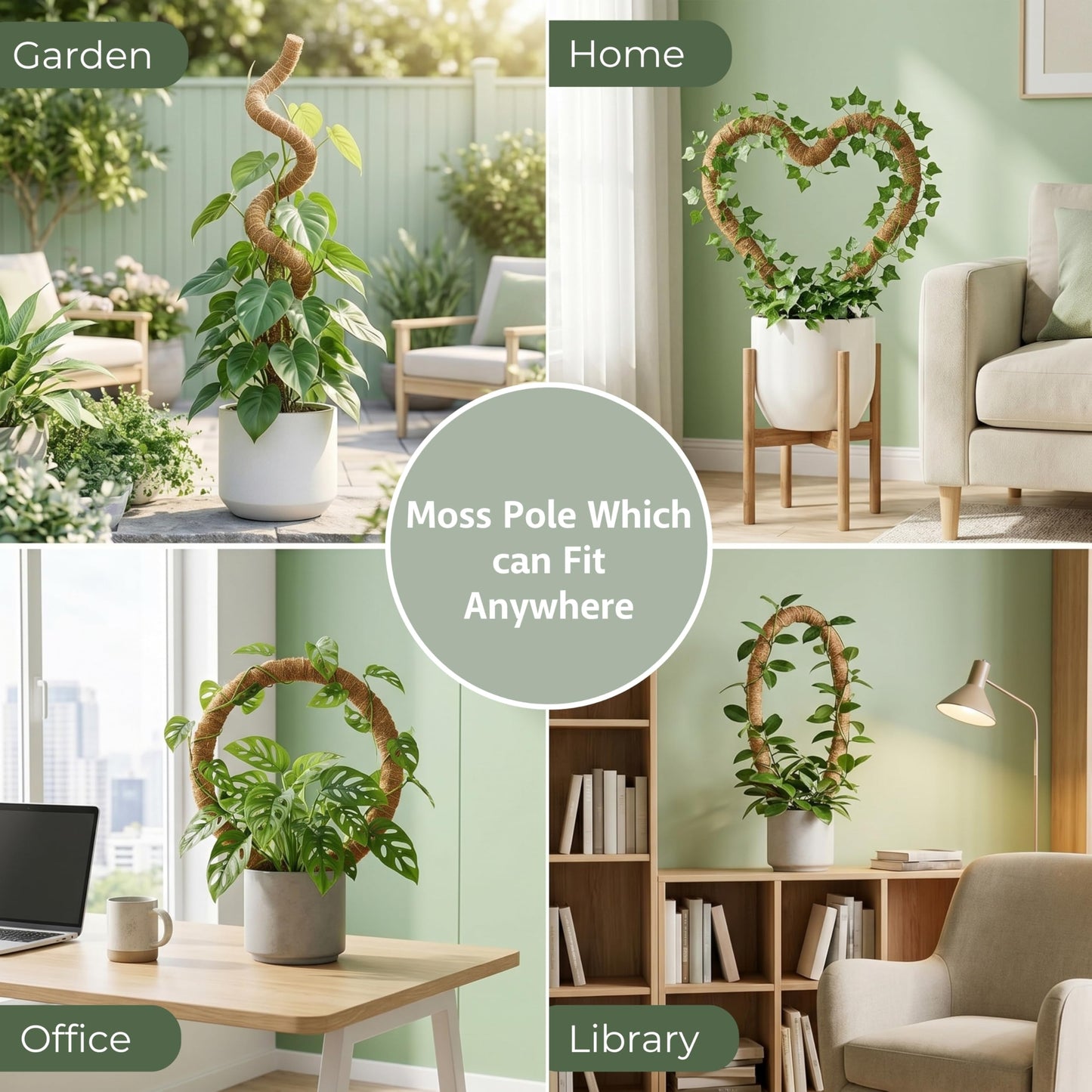 30 Inches Bendable 2 Pack Moss Pole Monstera Plant Support Stakes - Moss Poles for Climbing Plants, Plant Stakes for Indoor Plants - Coco Coir Pole Moss Stick for Monstera, Pothos.