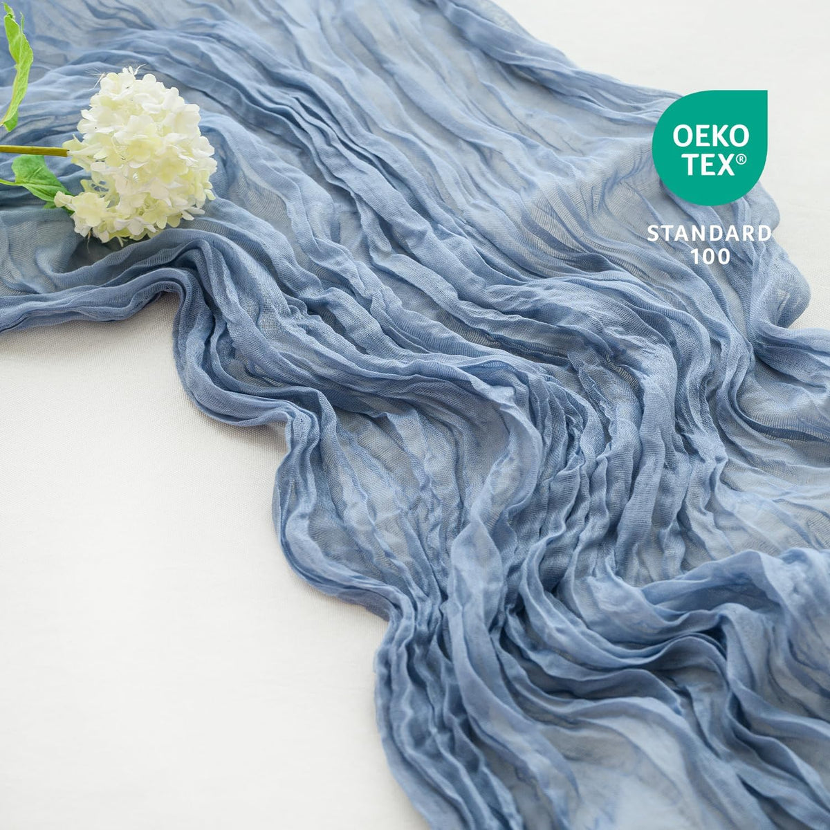 Sioloc 1 Pack Dusty Blue Cheesecloth Table Runner Fall Autumn Decor for Home 10ft Table Cloth for Tea Wedding Birthday Party Baby Bridal Shower Halloween Thanksgiving