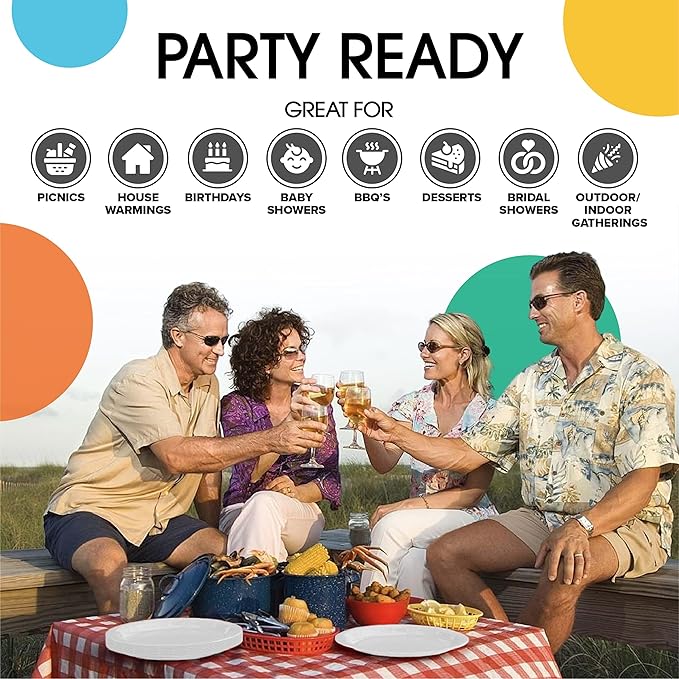 Exquisite Party Solids White Paper Plates Disposable Heavy Duty 9 Inch White Disposable Plates For Party 100 Pcs Heavy Duty Paper Plate 350 GSM, Birthday Supplies Plate Set