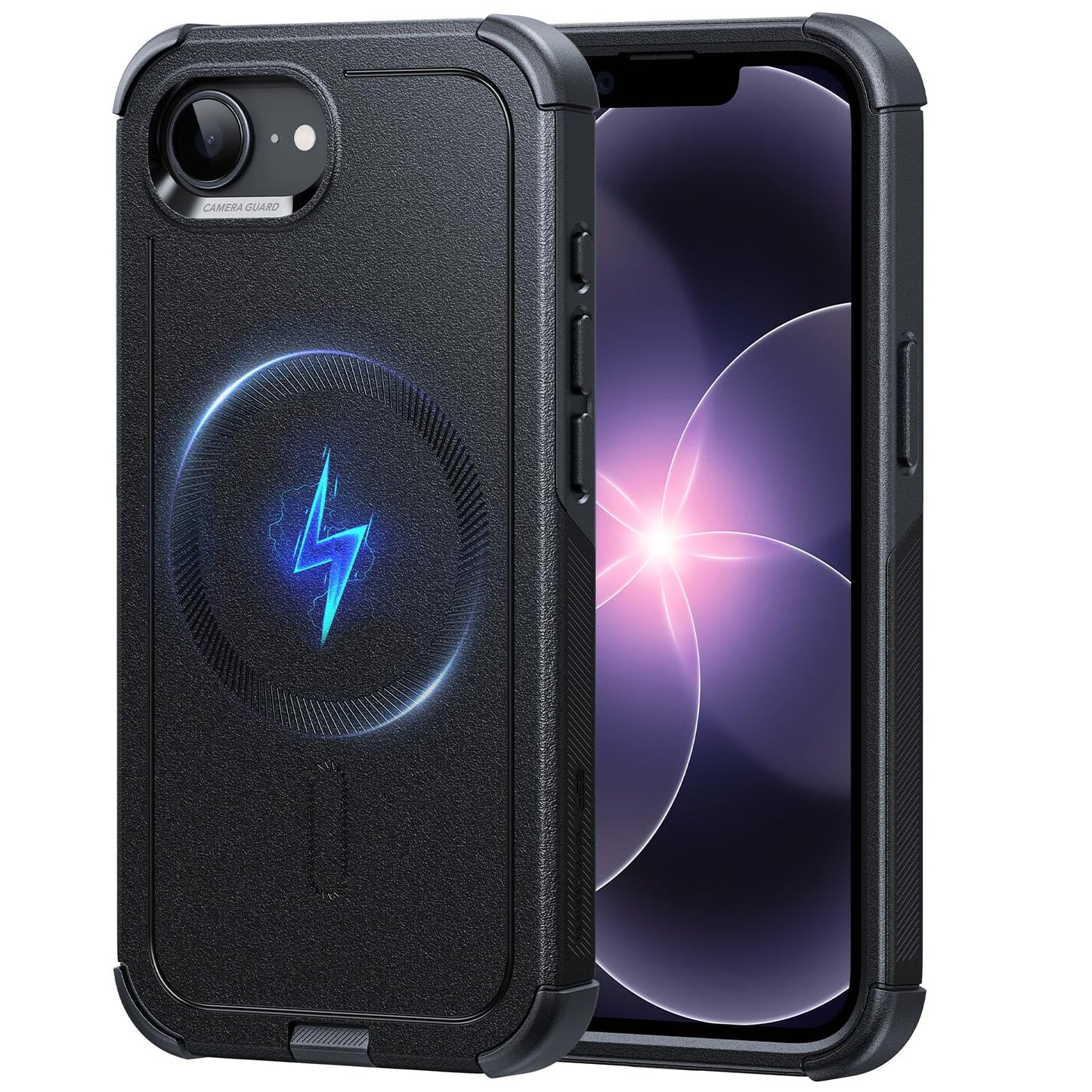 ESR for iPhone 17e Case, iPhone 16e Case, 23ft Military-Grade Drop Protection, MagSafe Accessories Compatible, Shock-Absorbing Rugged Cover, Cyber Series, Black