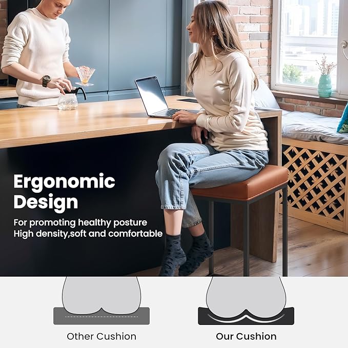 PHI VILLA Brown Bar Stools Set of 3-24 inch Counter Stools for Kitchen Island, Counter Height Bar stools