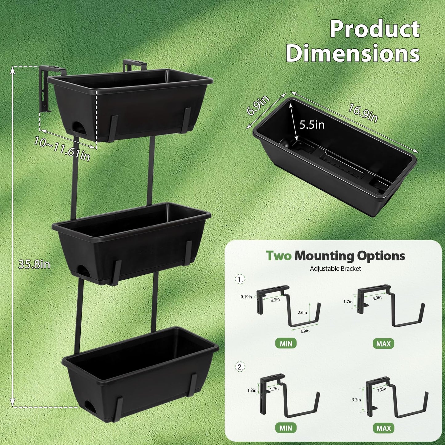 OYEAL Railing Planter Box Raised Garden Bed 32" Tall Elevated Planter Boxes