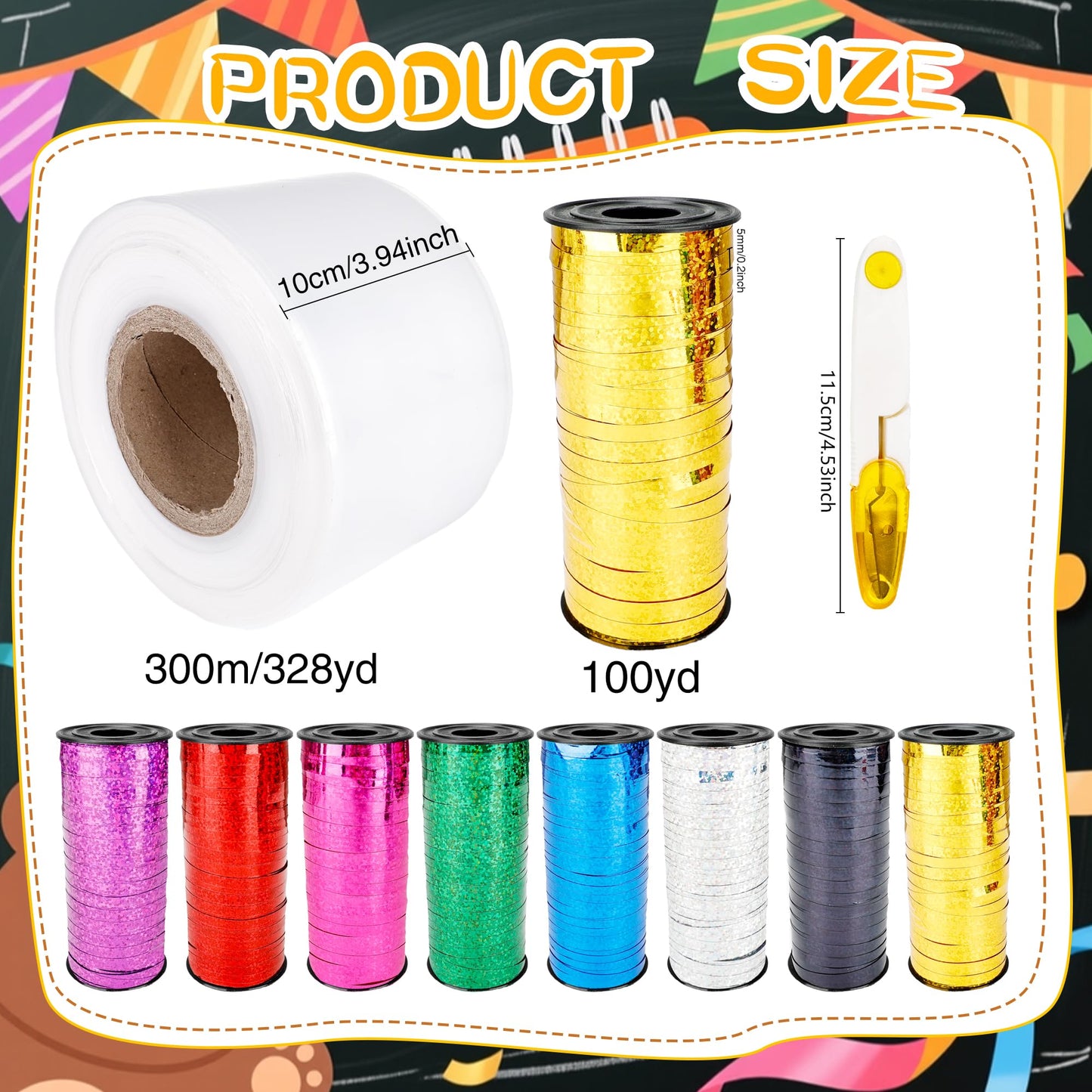 Mikasee Graduation Candy Lei Tubing Making Kit Include 1 Rolls 3.2 inch x 984 ft Graduation Necklace Lei Tubing Bags with 8 Rolls Ribbon and 1 Scissors for Graduation Garland DIY