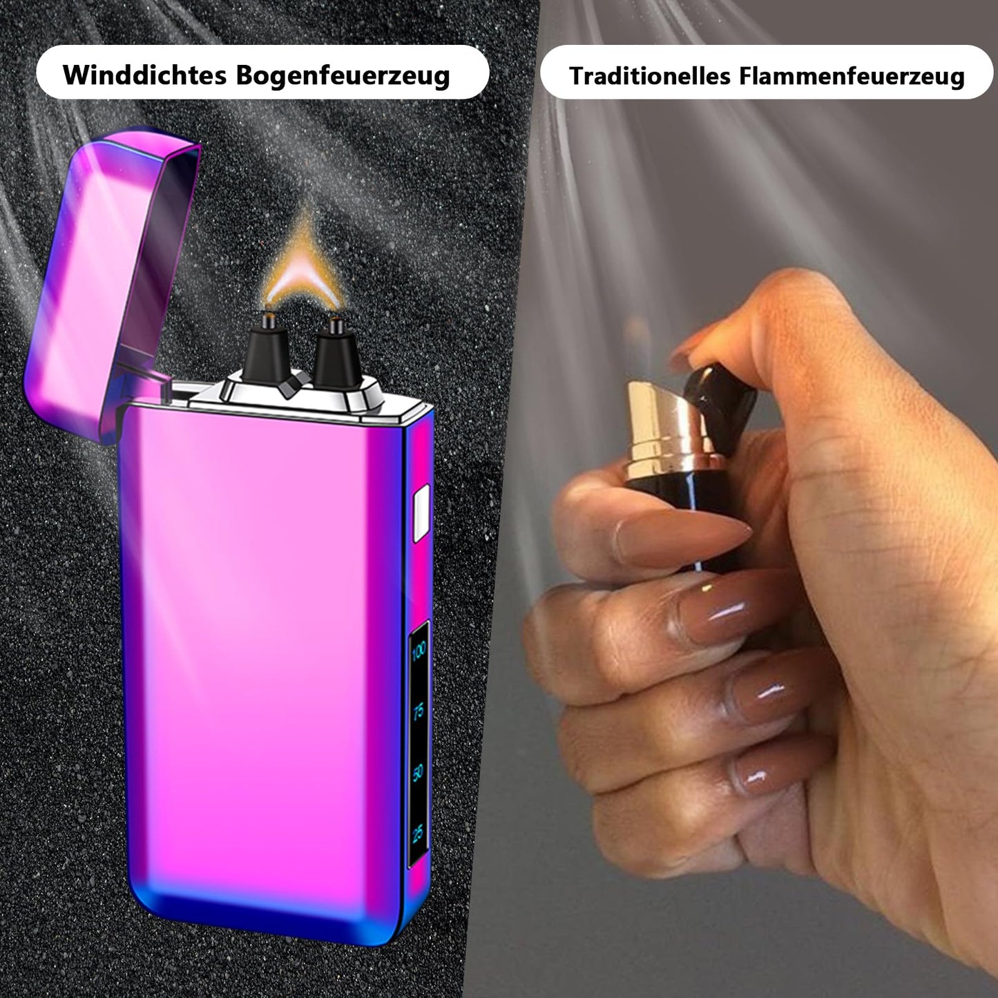 YOZWOO Electric Lighter Type-C Rechargeable Lighters Plasma Lighter High Power Flame Arc Lighters Windproof Electronic Lightre with Smart Chip for Candles, Incense with High-Grade Gift Box(Ice Colour)