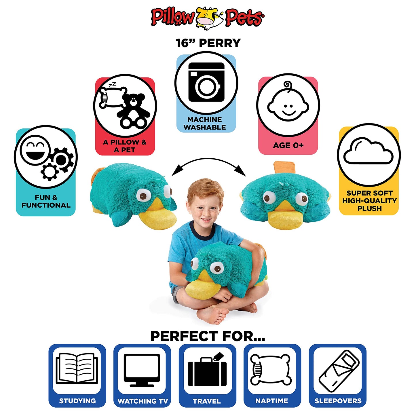 My Pillow Pets Authentic Disney Perry Folding Plush Pillow, 18-Inch, Large