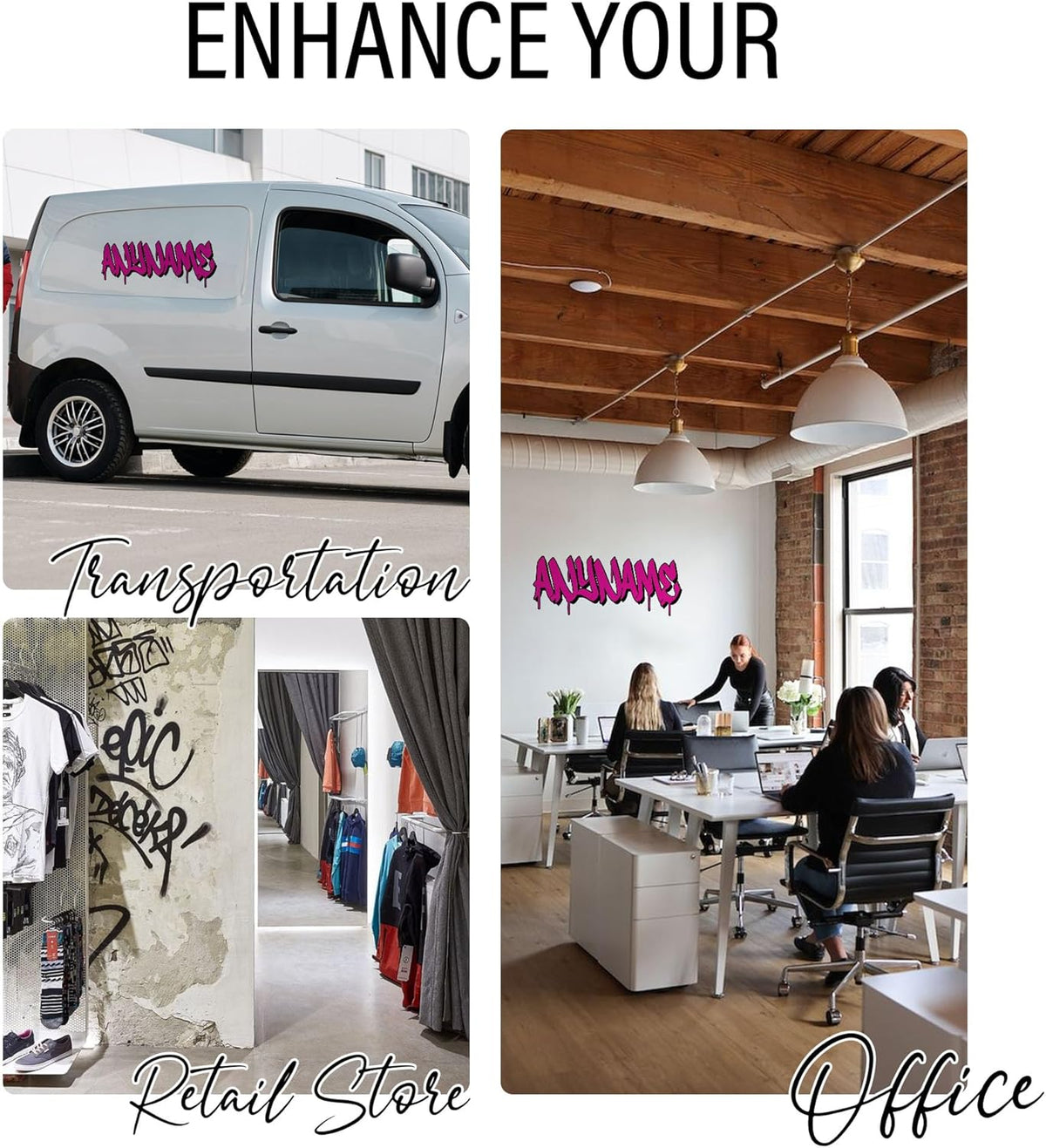 Custom Graffiti Name Wall Decal Personalized Name Wall Decals Spray Paint Graffiti Decal Large Vinyl Decals Sticker for Home & Room Décor, Removable WallArt for Kids & Teens Bedroom, Car, Vehicles