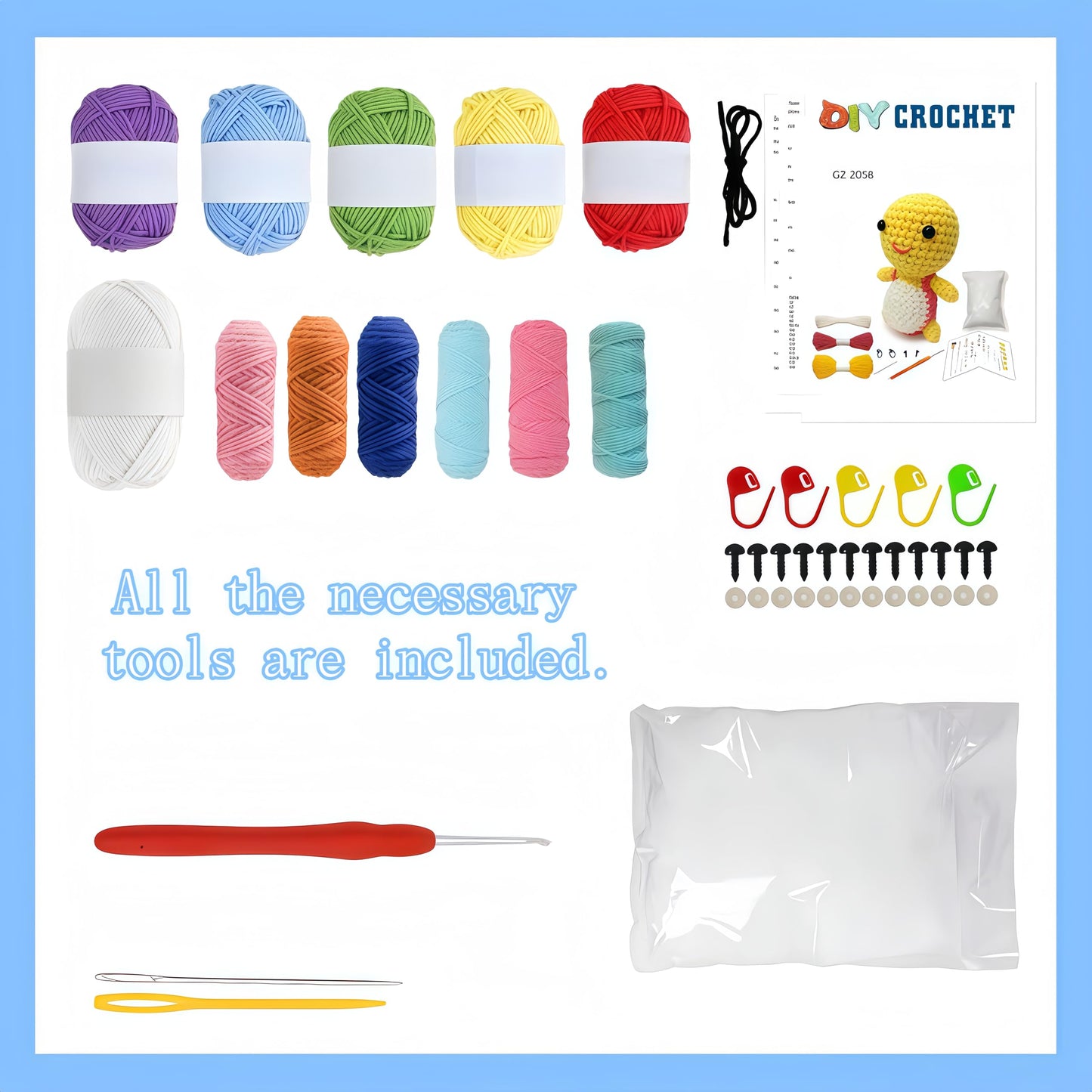 BLZEDIM 6Pcs Crochet Kit for Beginners, DIY Crochet Animal Kits with Step-by-Step Video Tutorials Beginner Knitting Kit for Adults DIY Stuffed Animals Valentine's Day Craft Gift for Starter (Turtle)