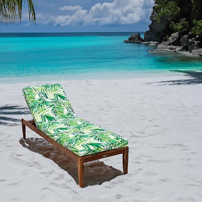 Tommy Bahama Chaise Cushion, 26" X 82" X 2.5", Coastal Palm Green Leaf