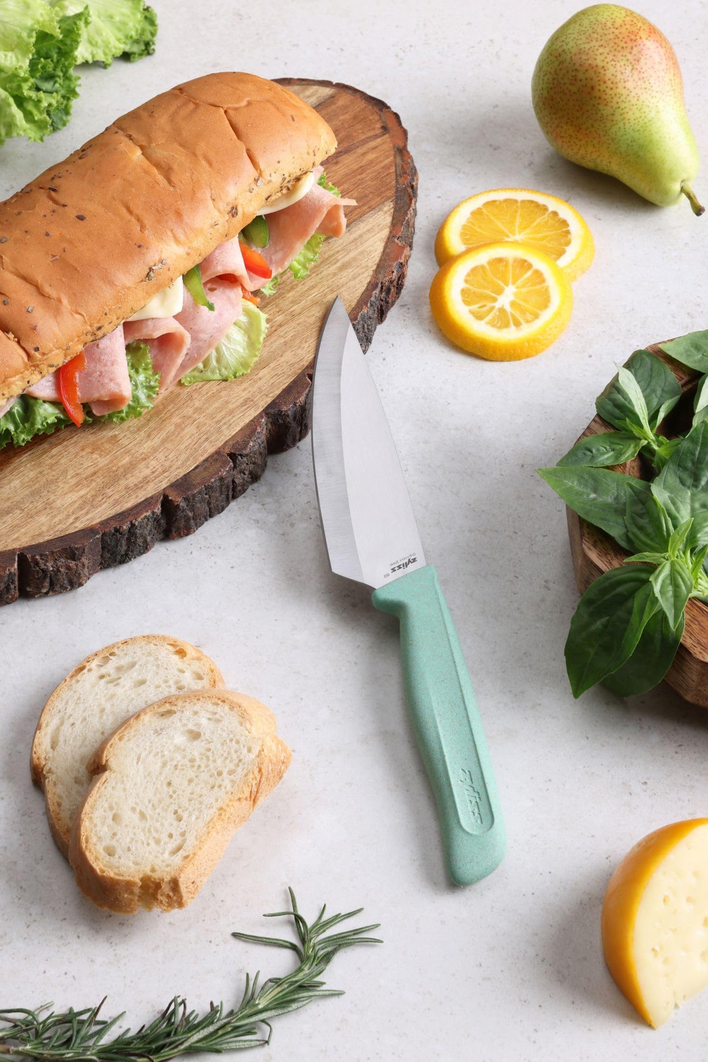 Zyliss Classic Utility Knife with Stainless Steel 15° Hollow-Ground Blade, Ergonomic Wheat Straw Handle, Finger Guard & Blade Cover, Dishwasher Safe Kitchen Knife