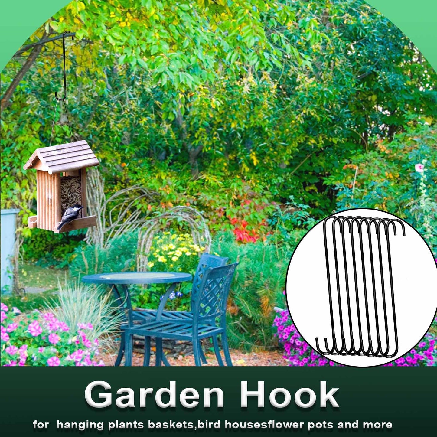 DINGEE 8 Pack 14 Inch Extra Large S Hooks -Heavy Duty Long S Hooks for Hanging Plant,S Hook for Tree Branch,Bird Feeder,Pots and Pans Closet Garden Pergola Indoor Outdoor X-Large