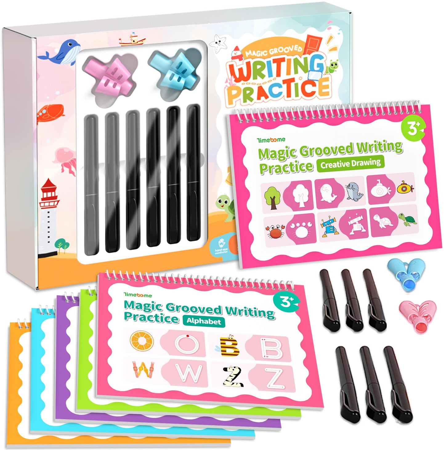 Timetome Large Magic Grooved Writing Practice for Kids 3-5, Grooved Writing Books Ages 6-8, Magic Book Handwriting Practice for Kids 5-7, Preschool Workbook Tracing Books for Boys & Girls