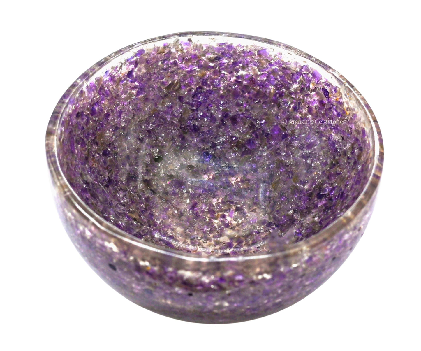 Amazing Gemstone Amethyst Orgonite Orgone Crystal Gemstone Bowl - 3" Orgonite Amethyst Crystal Bowl for Meditation, Crystals and Healing Stones Gift and Protection