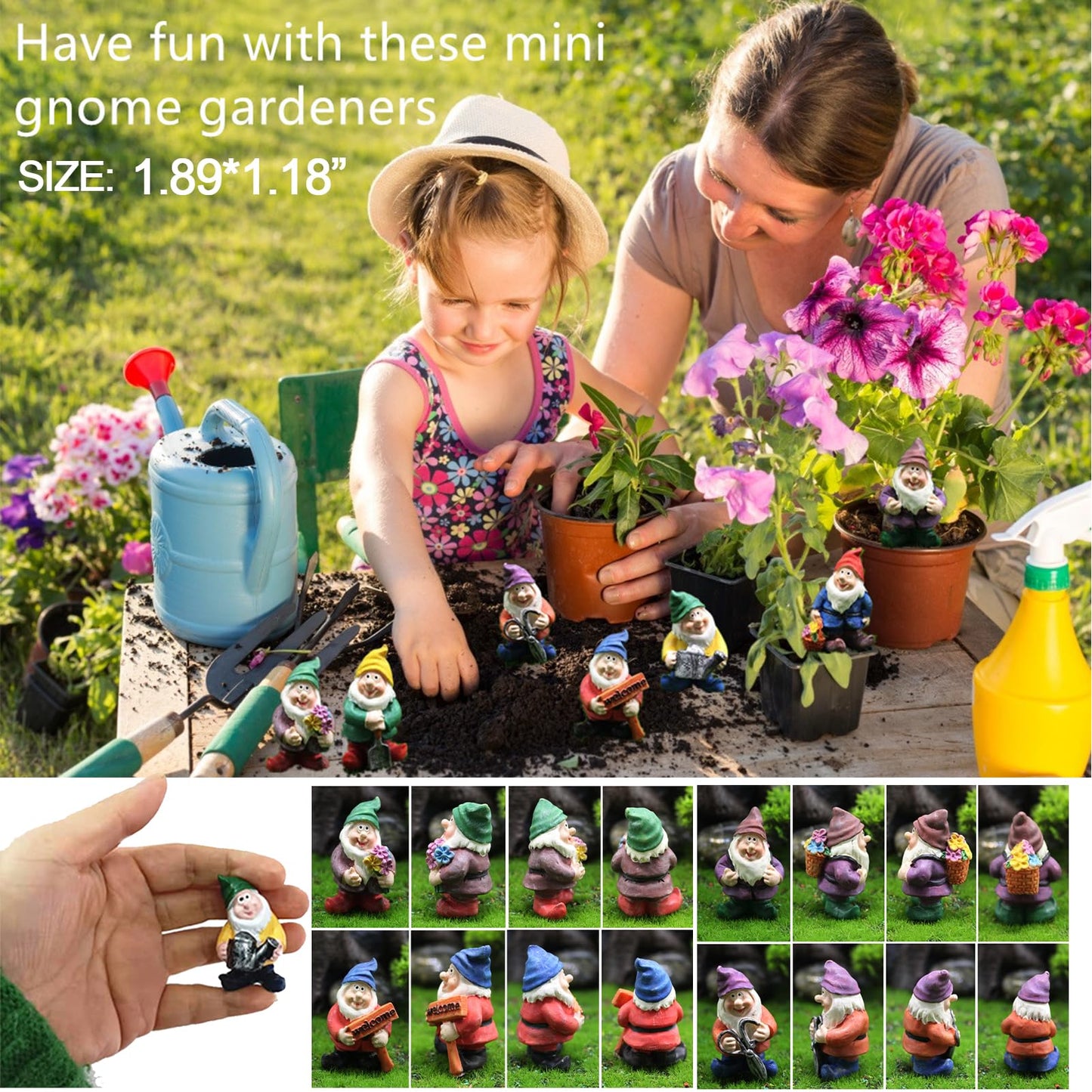 HONEYSHOW Fairy Garden Accessories, 7PCS Gnome Figurines-Mini Gnomes kit/Seven Dwarfs Statue for Fairy Garden/Flower Pot/Home Decoration.