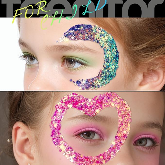 Teenitor Body Glitter Gel Face Glitter Makeup Festival Glitter, 12 Colors Face and Body Glitter Gel, Hair Glitter