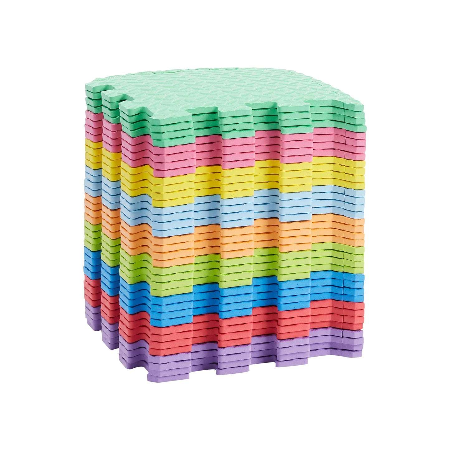 Amazon Basics Kids Interlocking Puzzle Exercise Play Mat, EVA Foam Floor Tiles, 36-Pack with 54 Borders, 12" x 12", Colorful, Soft