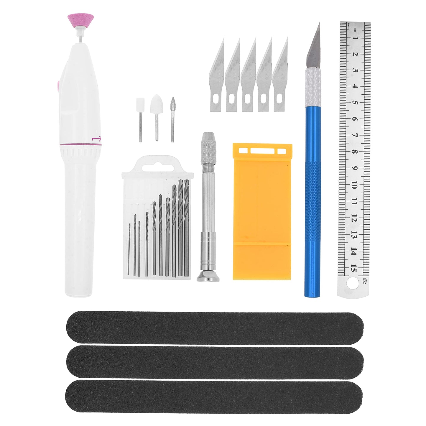 Mandala Crafts 33 PCS Plastic Model Tool Sets with Hobby Clippers, Tweezers, Drills, Grinder, Knife - Professional Basic Model Building Tools Set for Assembling Miniatures Mecha Cars