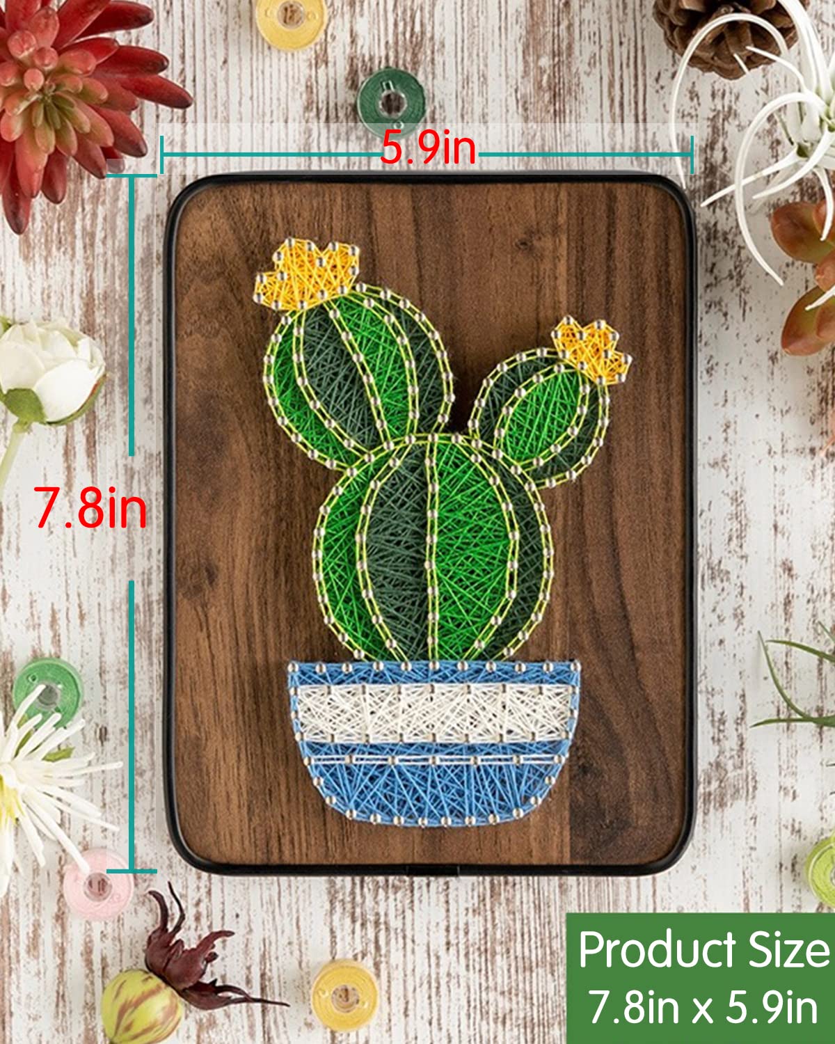 BAZIMA DIY String Art Kit for Beginner, DIY Cactus Potted Craft Kit,Unique Gift,Craft Kit for Holidays，Cactus With Yellow Flowers
