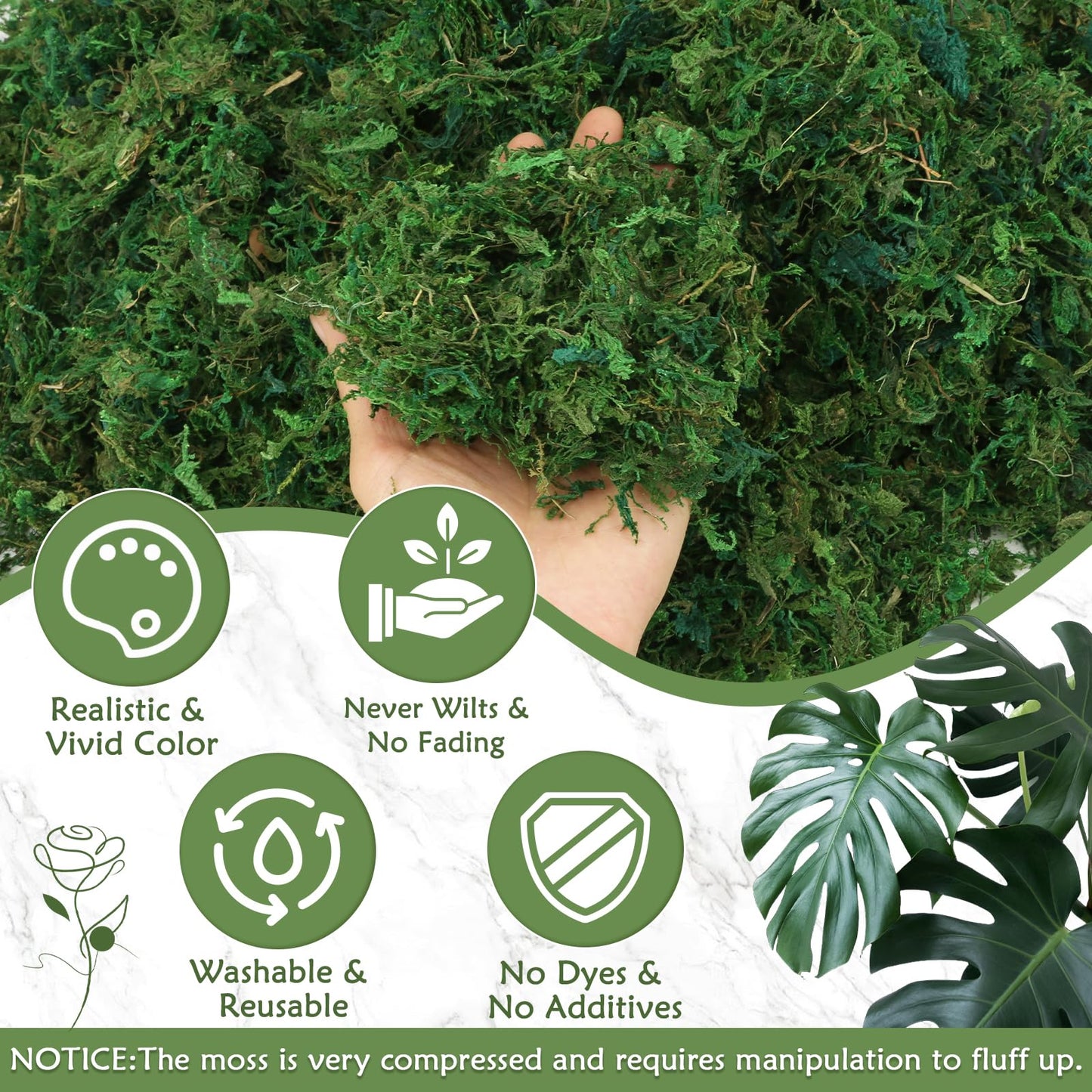 MAPVOLUT 30 OZ/1.87 LB Artificial Moss for Plants Indoor, Green Fake Moss for DIY Crafts, Decorative Moss for Fairy Gardens, and Potted Plants - Natural Texture & Durable Moss for Planter Filler