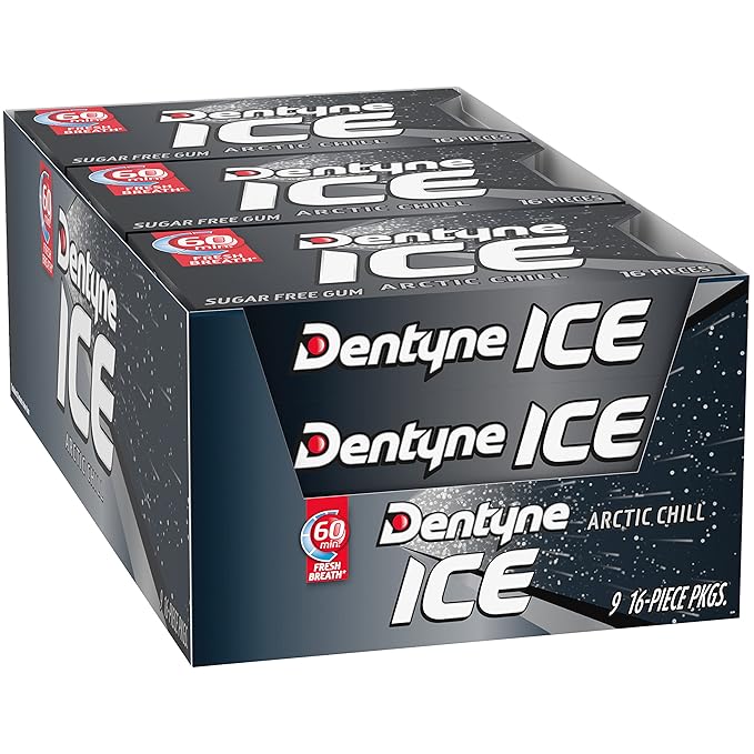 Dentyne Ice Arctic Chill Sugar-Free Chewing Gum, 9 Packs of 16 Pieces (144 Total Pieces)