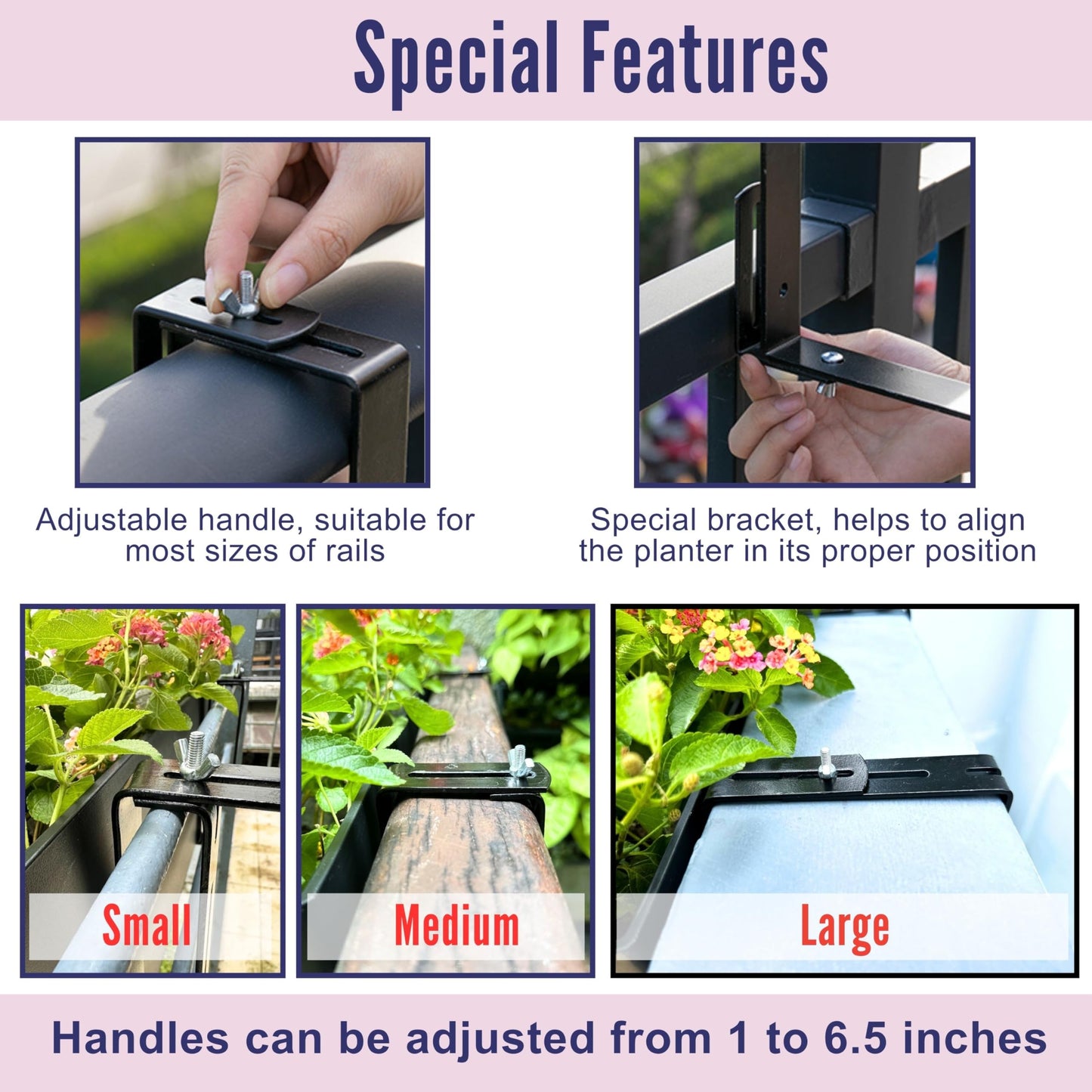 LaLaGreen Rail Planter for Balcony Outdoor (20 Inch, 2 Pack) Large White Self Watering Deck Railing Planters with Brackets, Rectangular Plastic Fence Flower Box Designer Choice