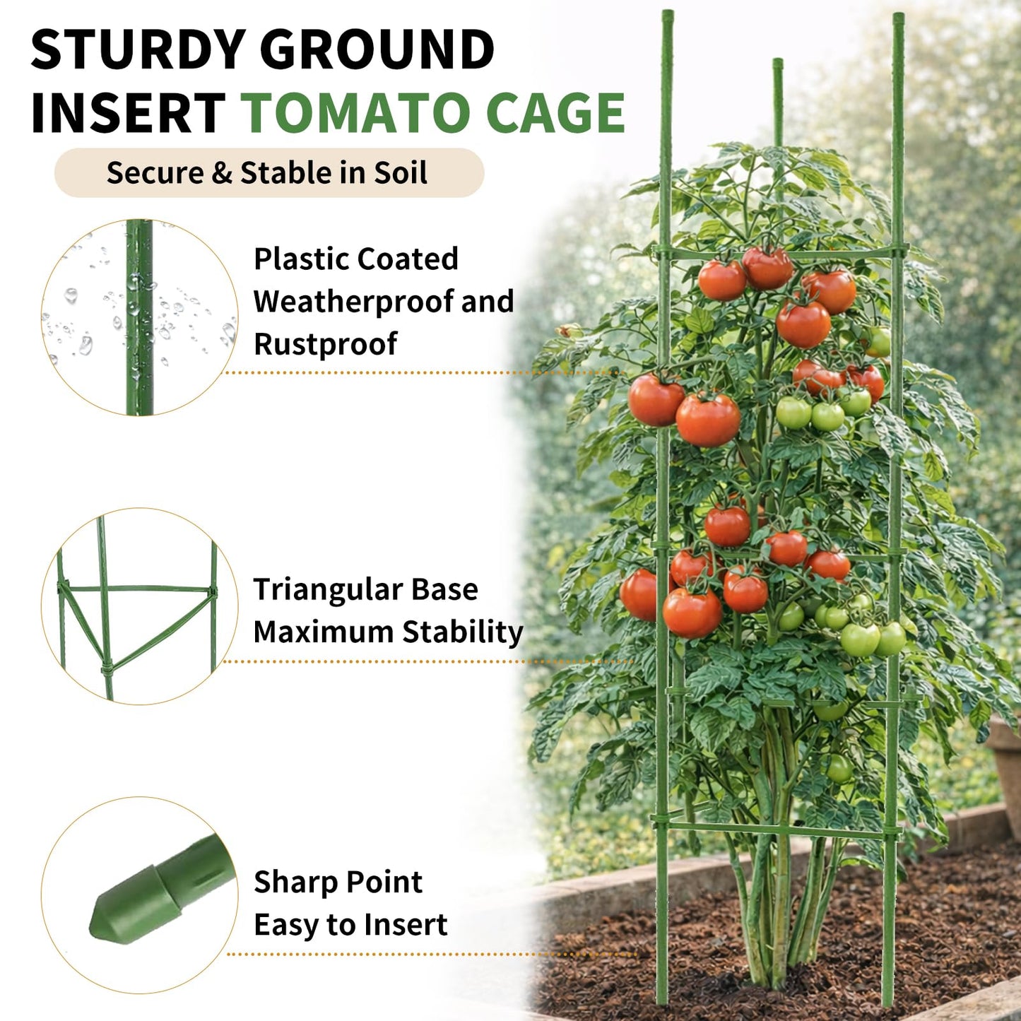 G-LEAF 6 Pack 6ft Tomato Cage for Garden Plant Support, Garden Stakes Tomato Cage, Tomato Cages Plant Stakes for Climbing Plants