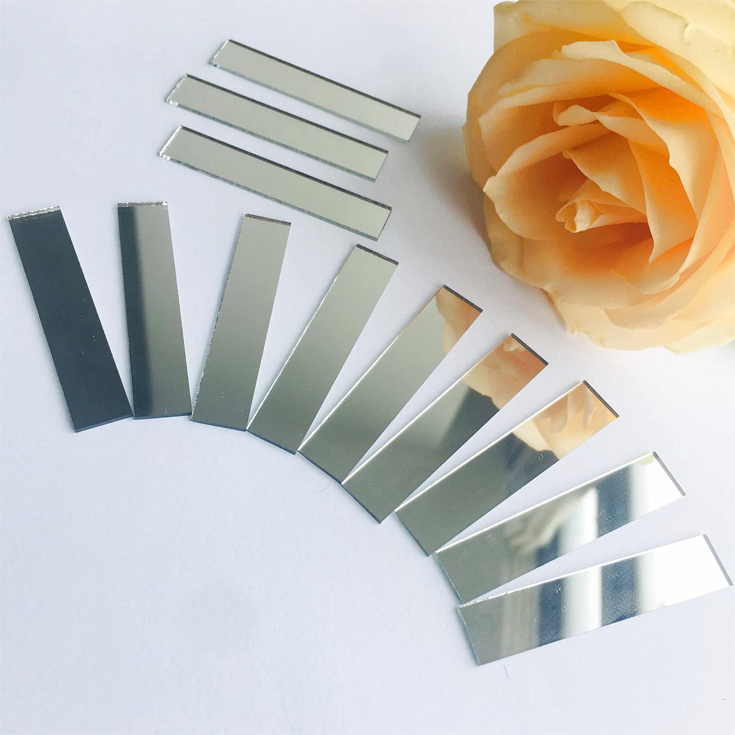 100 Pcs 1/2 x 2’’Rectangle Glass Mirror Mosaic Tiles for Craft Work, Disco Ball Mirror, Home Decor (1/2 x 2'')