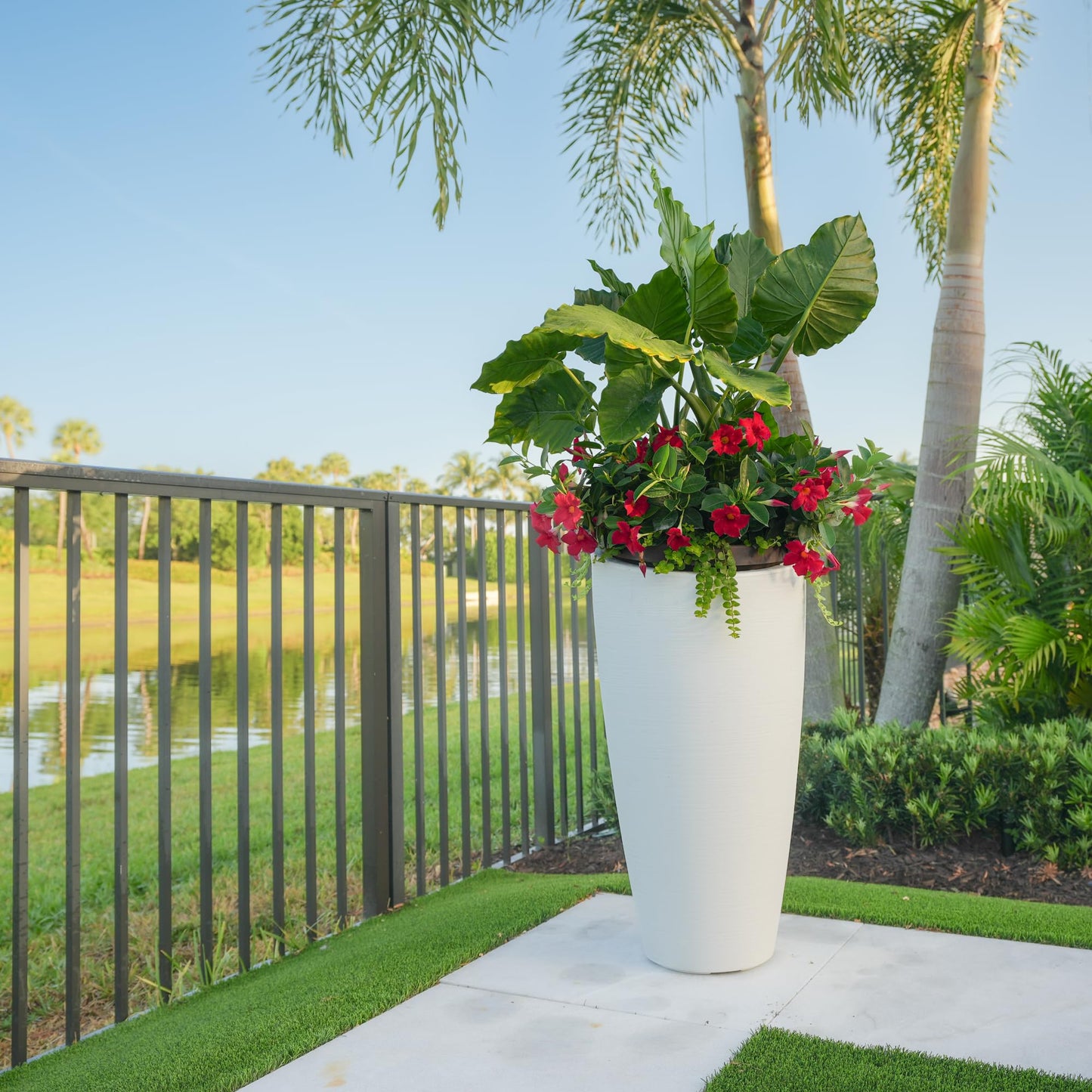 Mayne Modesto 32-Inch Tall Planter – Weather-Resistant Planter for Flowers – Durable Indoor/Outdoor Design for Patio, Porch, or Entryway
