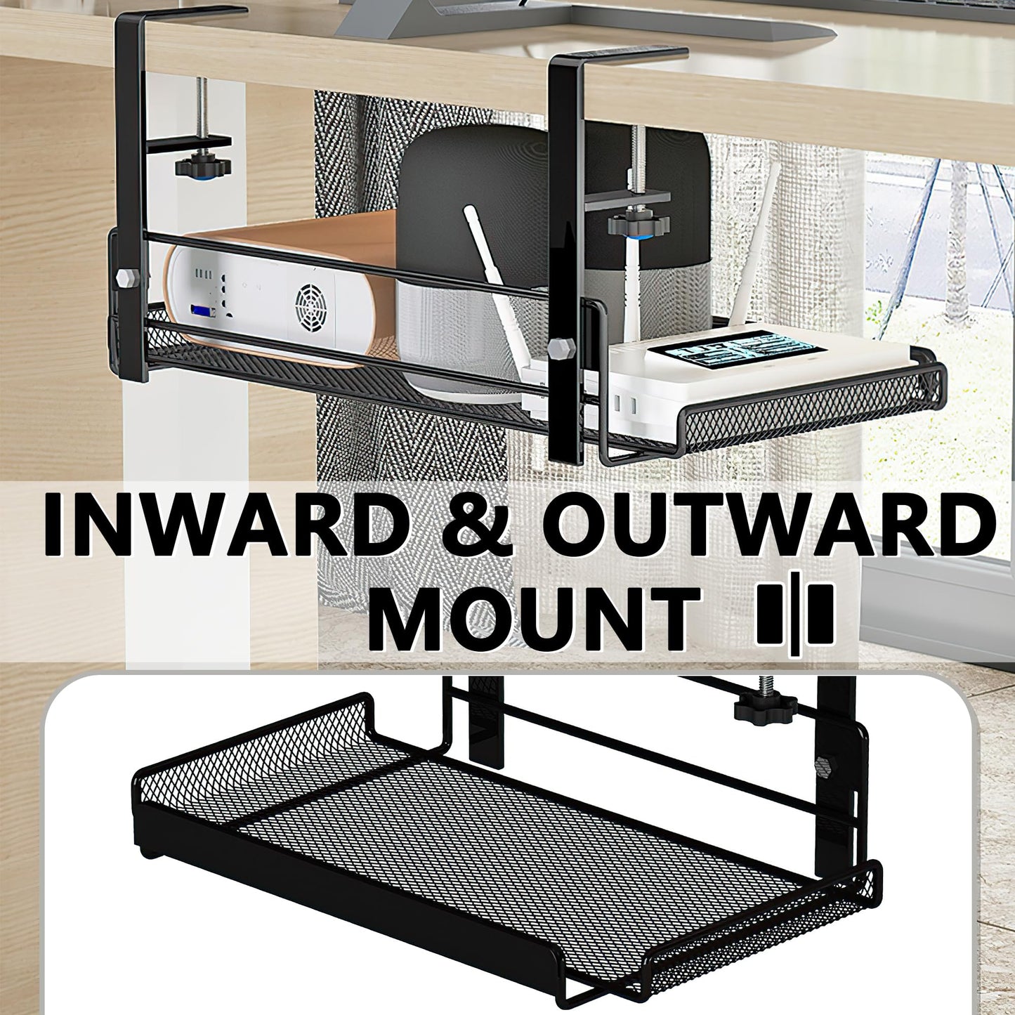 LIFEFAN Under Desk Cable Management Tray Cord Wire Shelf Organizer (Large)