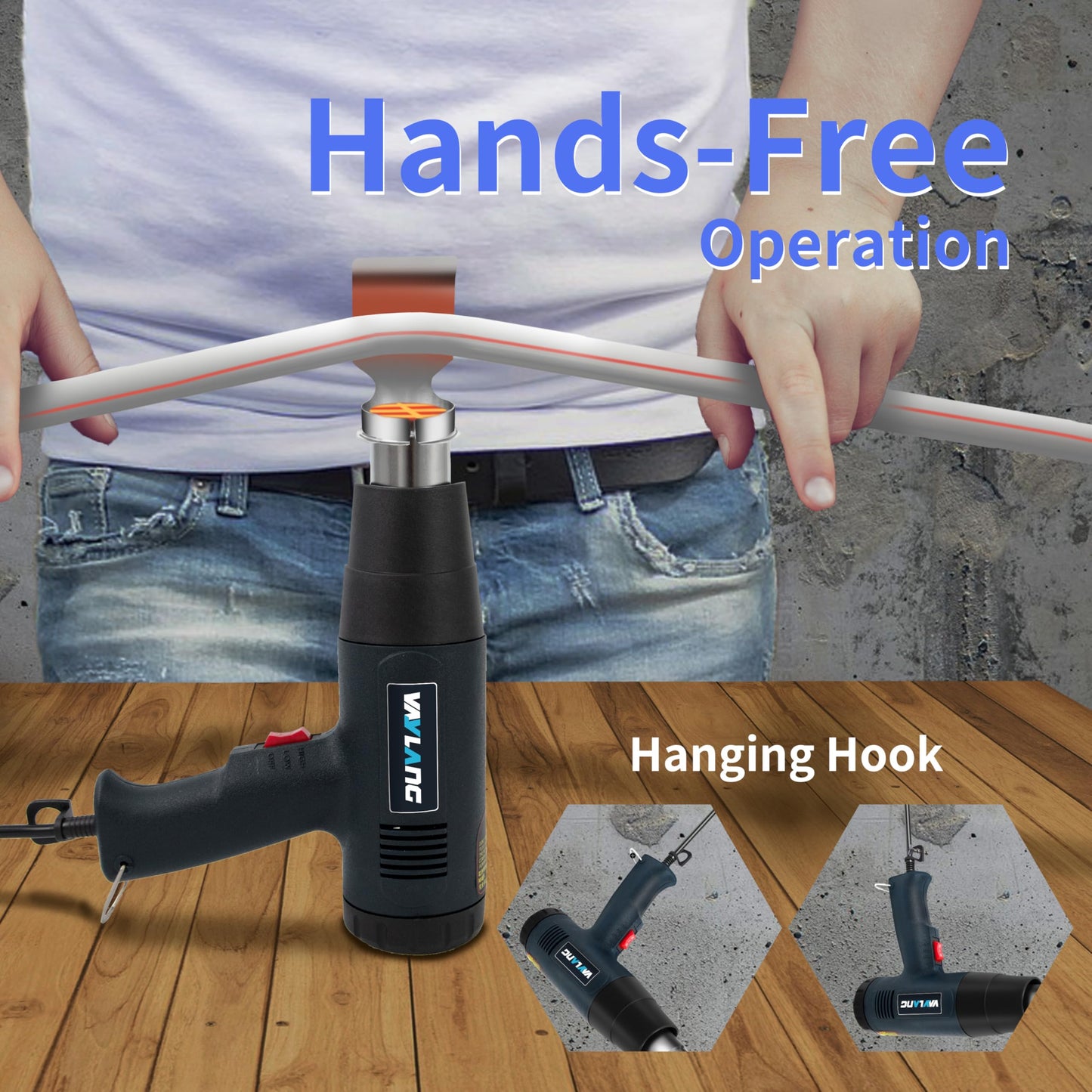 Heat Gun 1800W 122℉-1202℉（50℃- 650℃）Fast Heating Heavy Duty Hot Air Gun Kit Variable Temperature Control