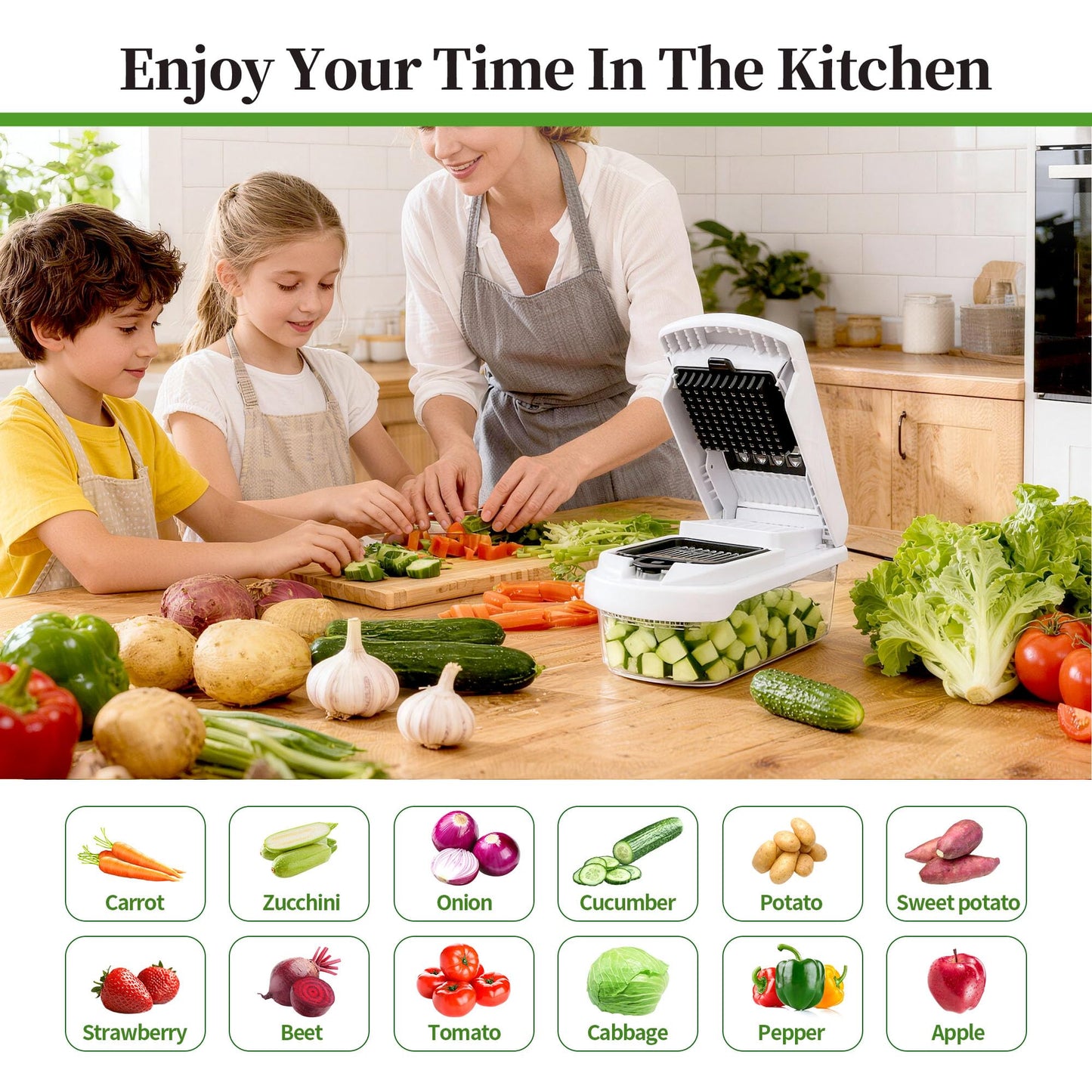 18-in-1 Vegetable Chopper Mandoline Slicer for Kitchen, Food Chopper with Container, Veggie Cutter, Onion Mincer Tomato Dicer, Fruit Slicer Spiralizer, Cheese Grater, Kitchen Gadgets House Essentials