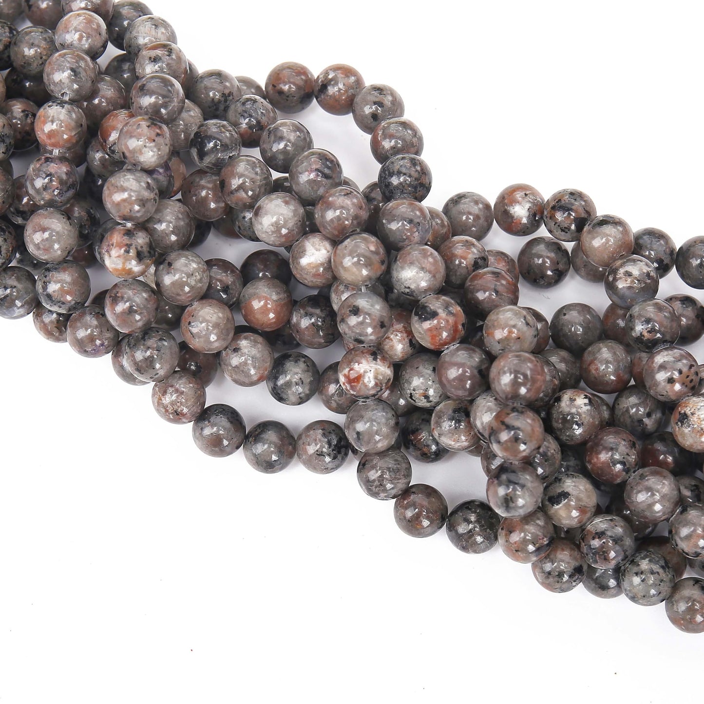 70PCS Natural 8MM Healing Gemstone, Yooperlite Stones Energy Stone Round Loose Beads, Semi-Precious Crystal Beads with Free Elastic String for Jewelry Making DIY