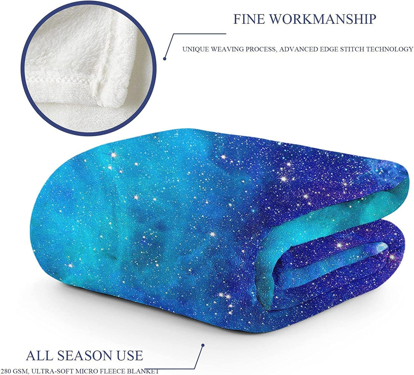 Space Galaxy Blanket, Soft Warm Fuzzy Fleece Plush Blanket 60''x50'', Smooth Cozy Flannel Throw Blanket for Bed/Couch/Office/Camping