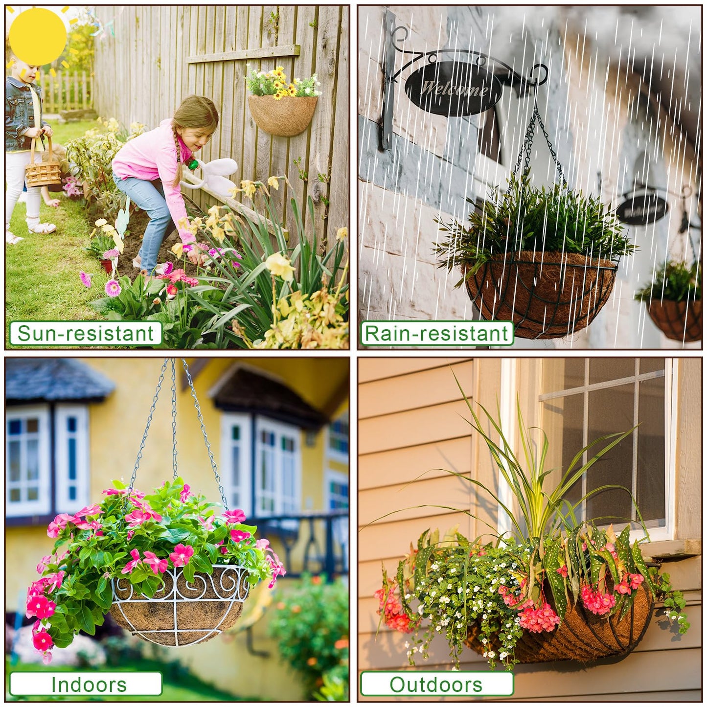 Singhoow 6 Pcs 12 Inch Half Round Replacement Coco Liner Half Circle Coconut Fiber Replacement Coco Liners Hanging Basket for Hanging Basket Wall Baskets Garden Planter Flower Pot