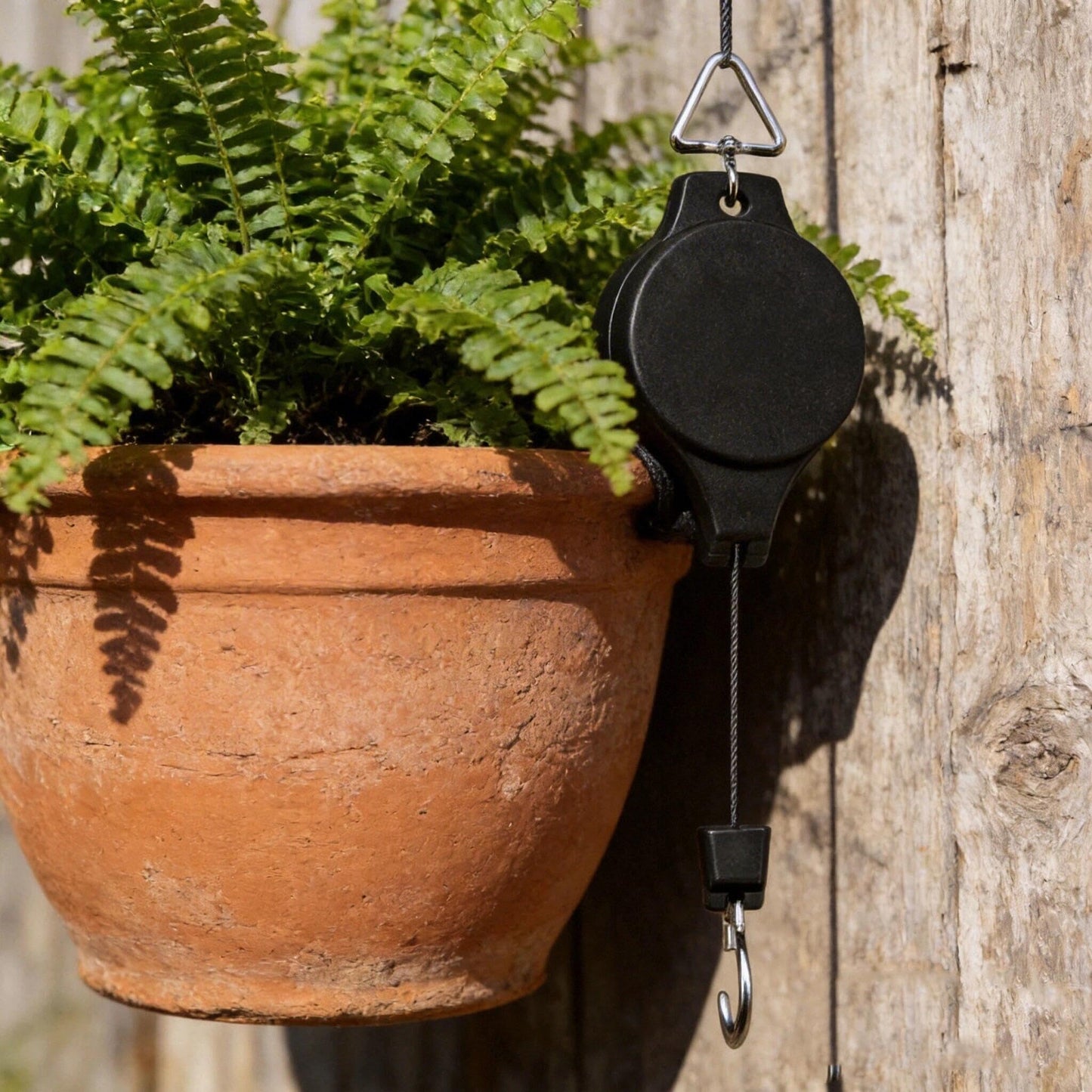 DKUWBJAS Retractable Plant Hanger Heavy Duty - Adjustable Hanging Height for Flower Baskets, Planters & Bird Feeders on Patio, Balcony - Strong Pulley System - 2-Piece Set