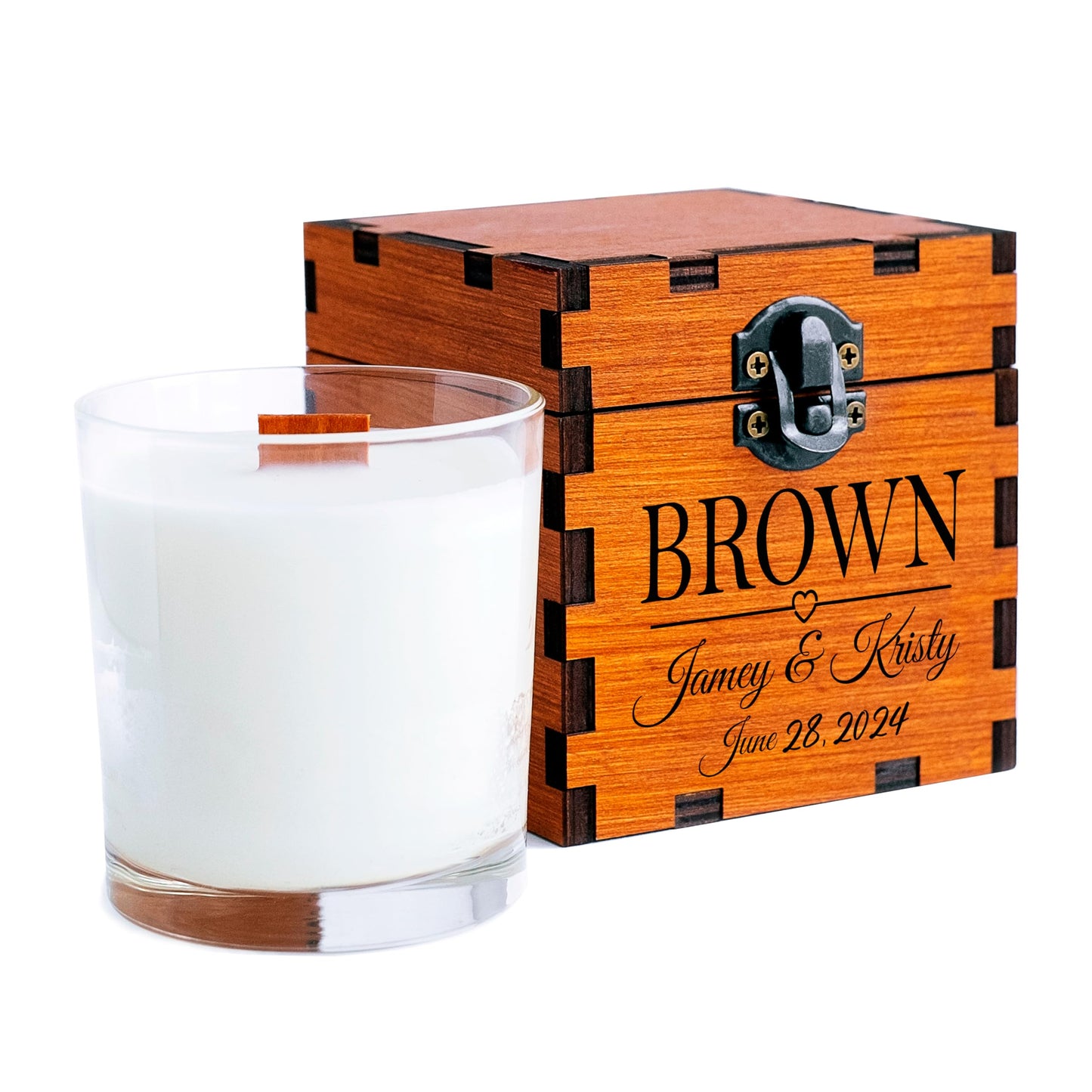 Candle in Engraved Wooden Box, Personalized Gifts for Couple, Engagement, Personalized Wedding gifts Anniversary