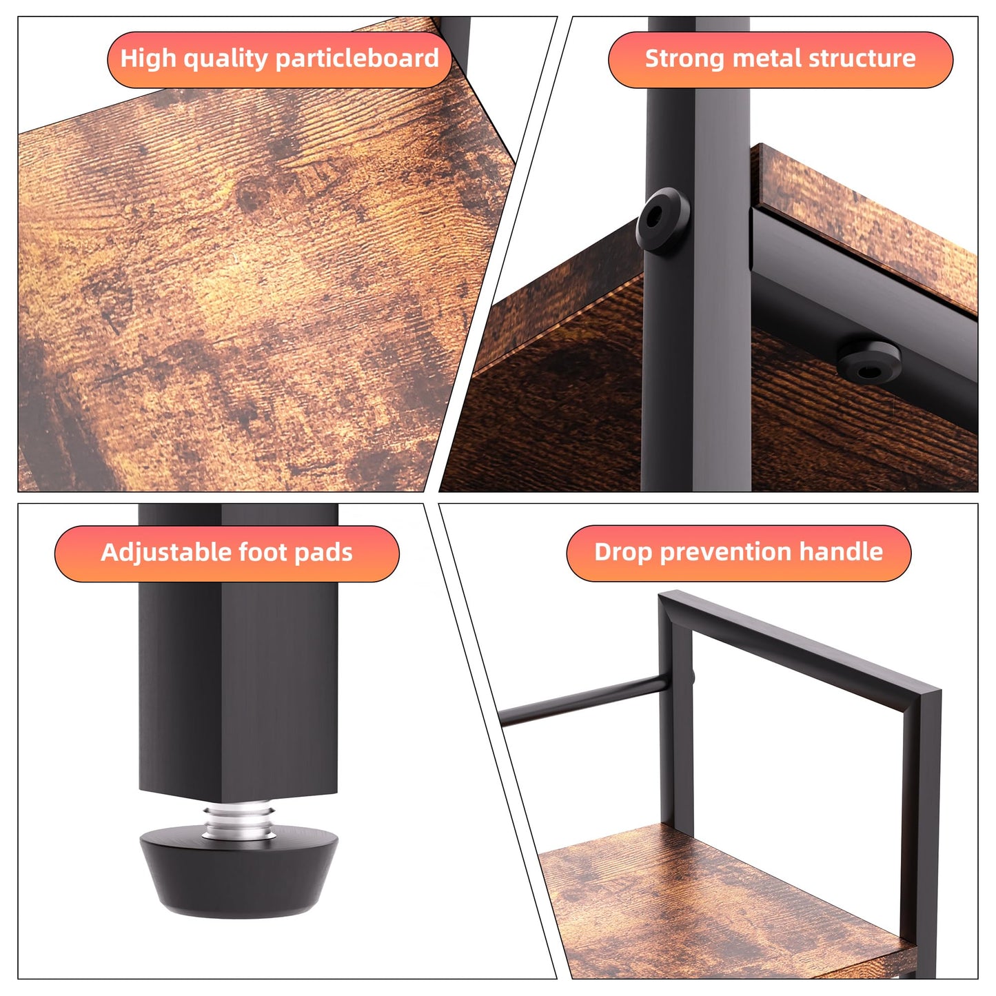 ZNMYDMT 38.5" 3-Tier Desktop Bookshelf | Desk Organizer Shelf & Computer Monitor Stand | Dark Brown Home Office Storage