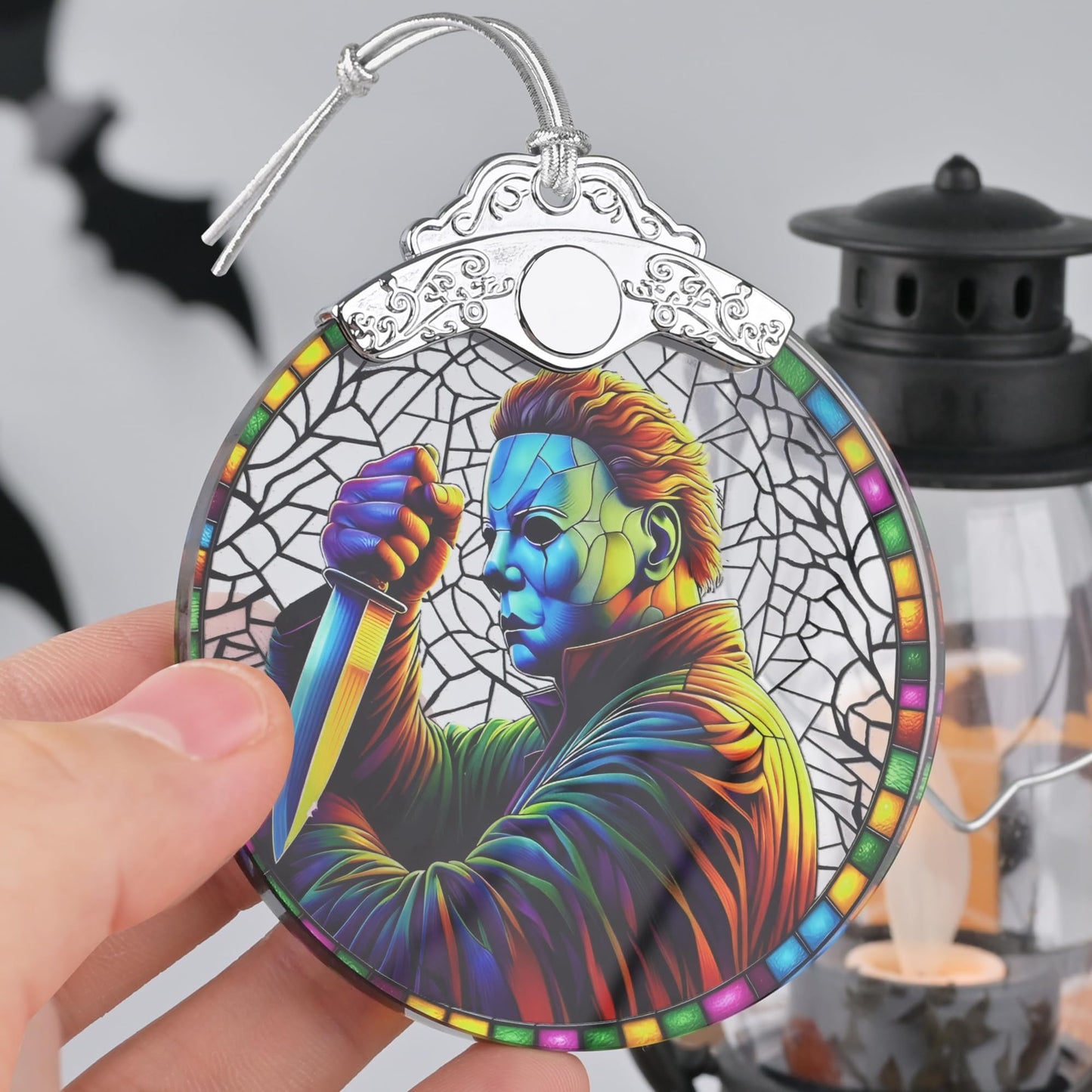 Halloween Horror Movie-Themed Stained Glass Orament - Christmas Ornament - Christmas Decorations for Tree - Holiday Present ldeas - Gift Exchange