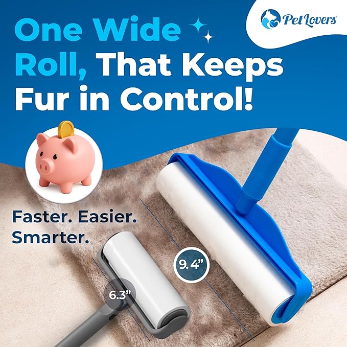 PetLovers Extra Sticky Floor Lint Roller 4 Pack of Refills Only - No Handles Included - 90 Sheets Per Refill 360 Sheets Total