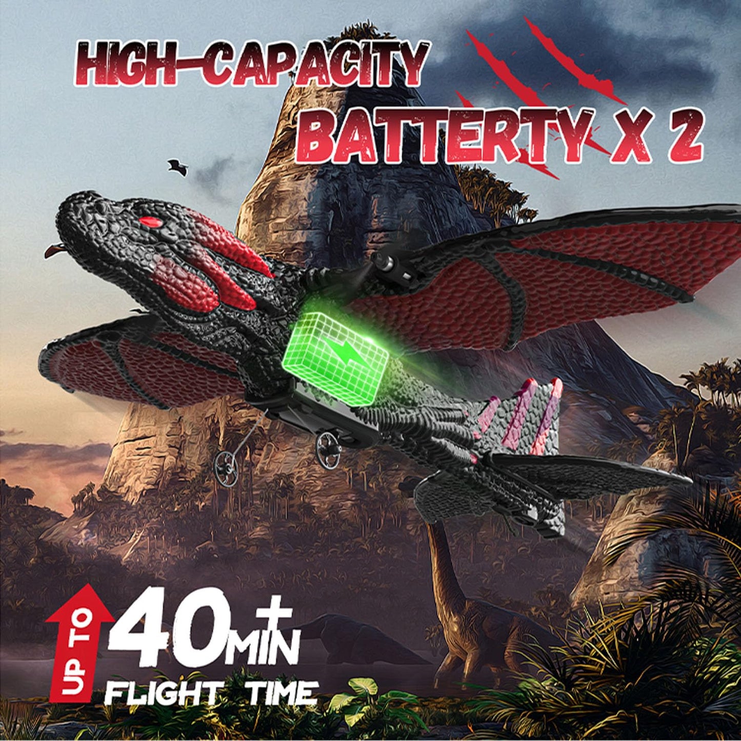 DEERC RC Dragon Plane for Kids Remote Control Airplane Toy, 2CH 6-axis Easy to Fly Foam Aircraft for Boys Beginner 8-12, Glider Stabilizer RTF Stunt Jet