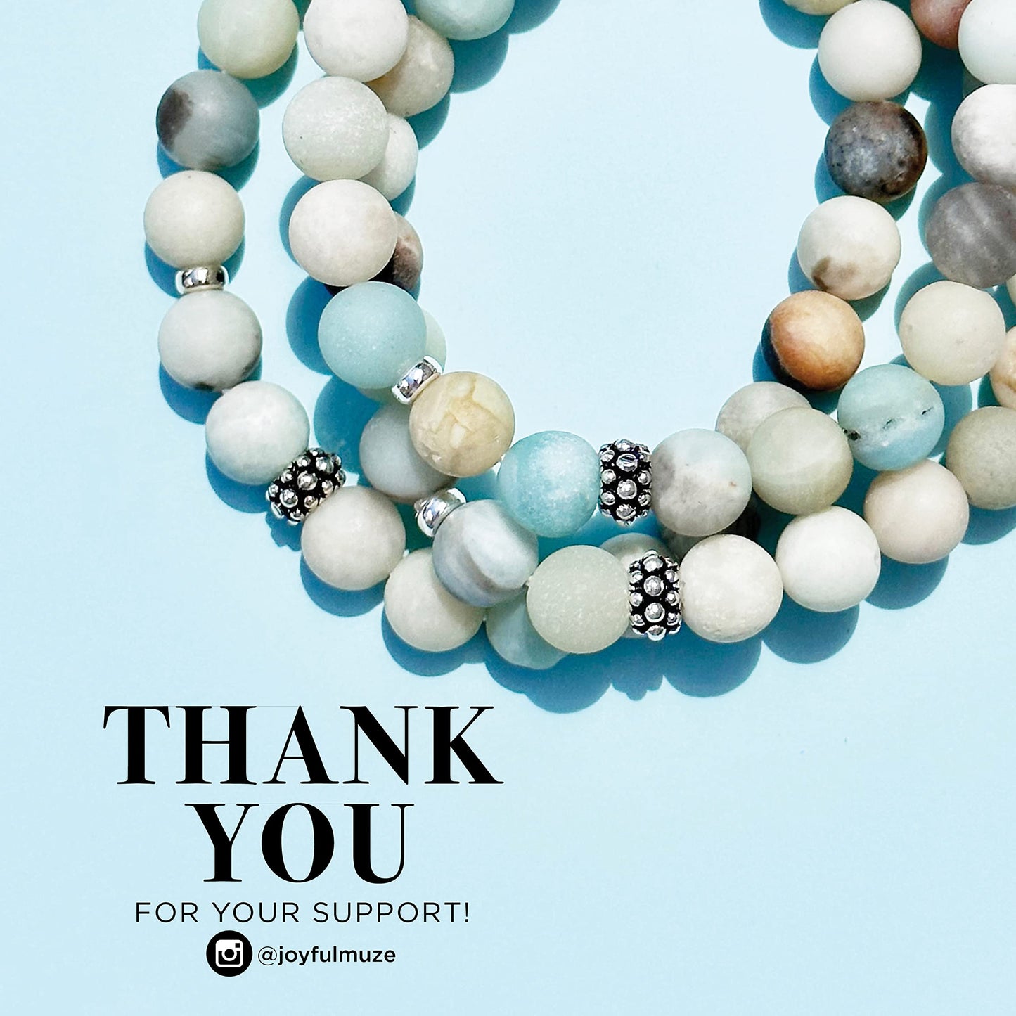 Joyfulmuze Matte Amazonite Natural Gemstone, 925 Sterling Silver, Healing Stone, Hope and Truth Bracelet, Birthday Jewelry Gift for Women, 7" (Amazonite-Silver-8mm)