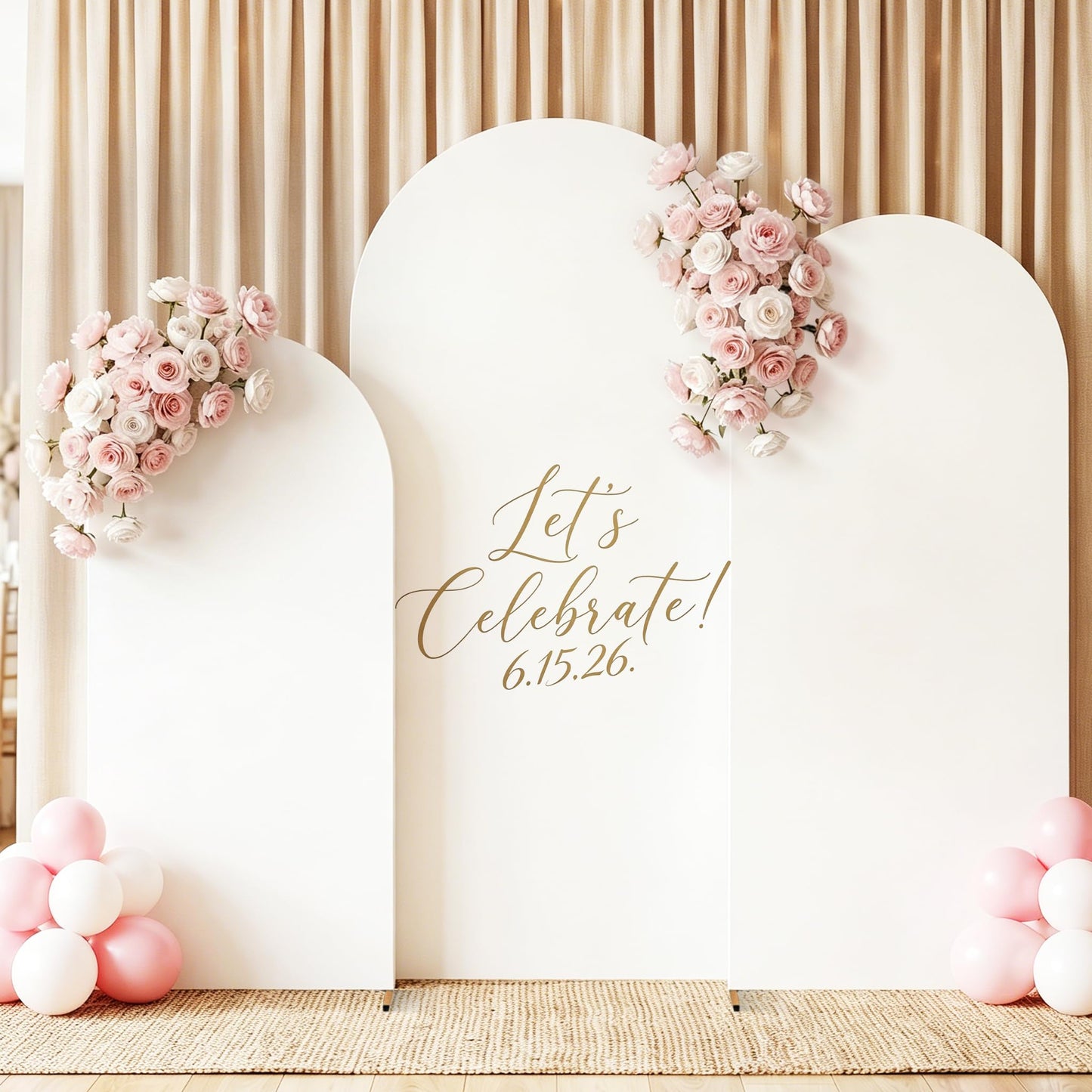 GRENTY Metal Arch Backdrop Stand and Cover Set 7.2FT/6.6FT/6FT, Wedding Arch Frame with Spiral Rotating Joint, 3 Wrinkle-Resistant Cover for Birthday, Anniversary, Wedding, Party, Baby Shower