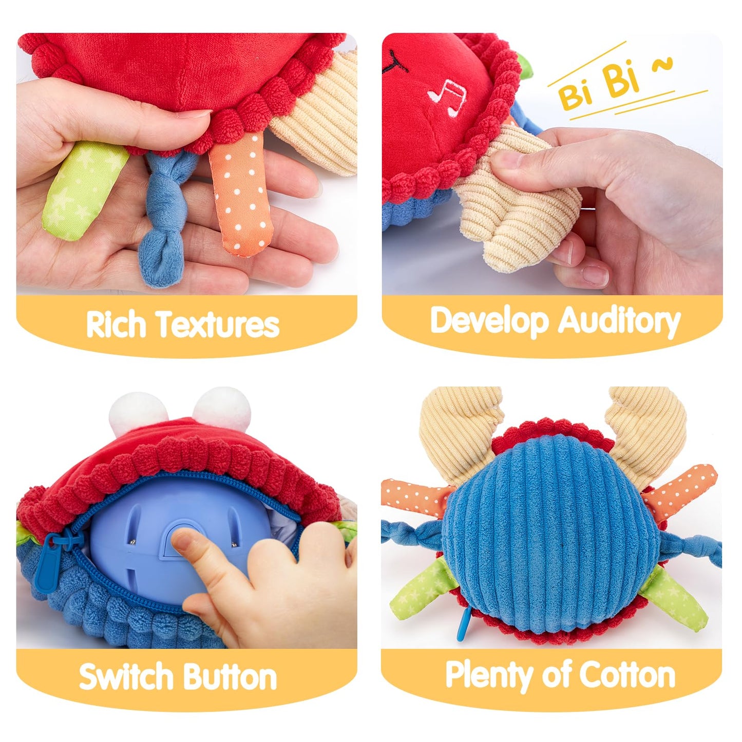 hahaland Baby Toys 6+ 12-18 Months - Crawling Musical Dancing Walking Moving Bouncing Learning Crab Tummy Time Toy Sensory Toddler Toys for 1-3 Year Old Birthday Easter Basket Stuffers