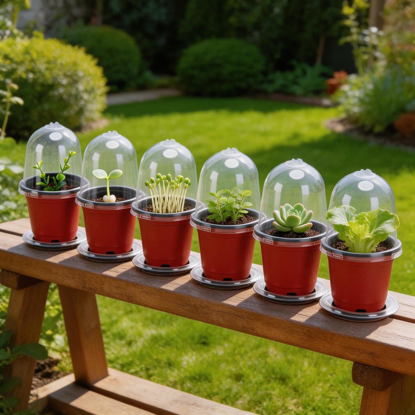 EBaokuup 10 Pack Self Watering Seed Starter Pot, 3 Inch Automatic Watering Plant Nursery Pots with Humidity Dome, Red Self Watering Nursery Pots for Potted Plants Seed Germination