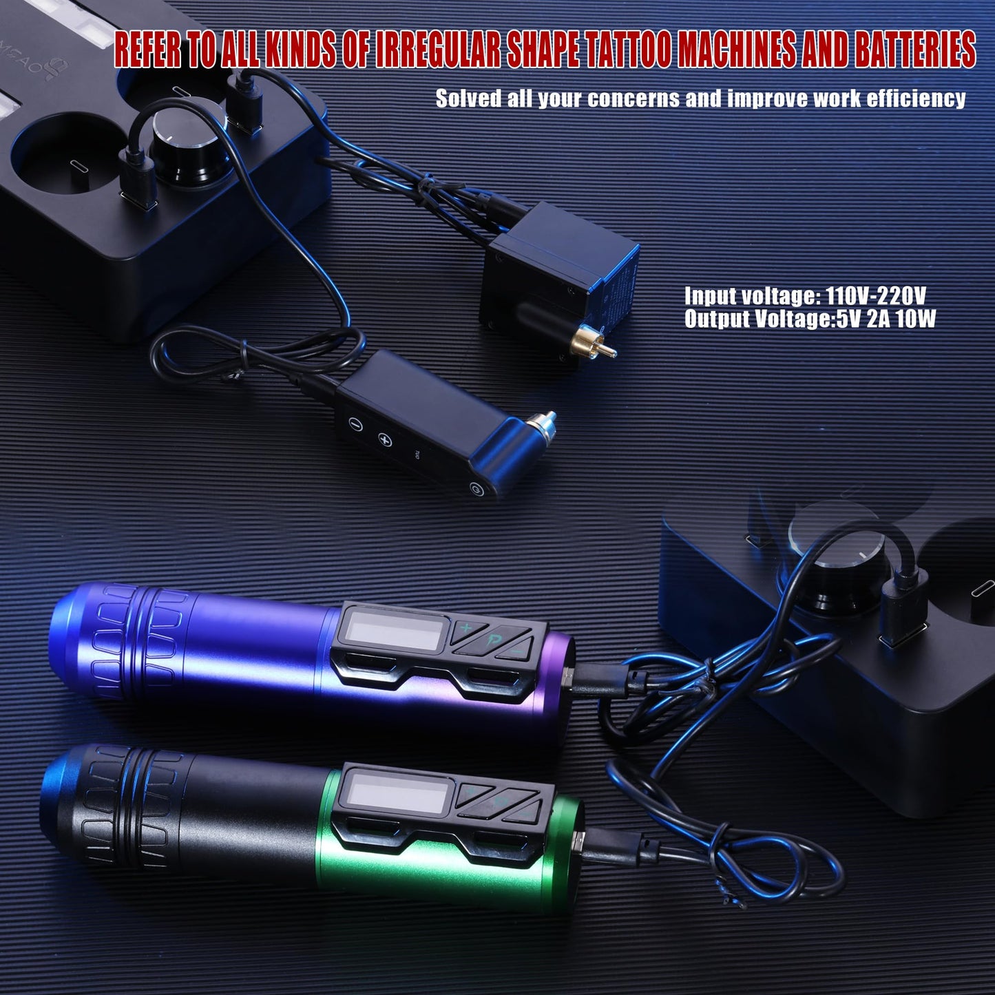 POARMEEY Multifunctional Charging Station with LED Display, 2-Port USB Charging Station and 4-Type-C Slot, Black
